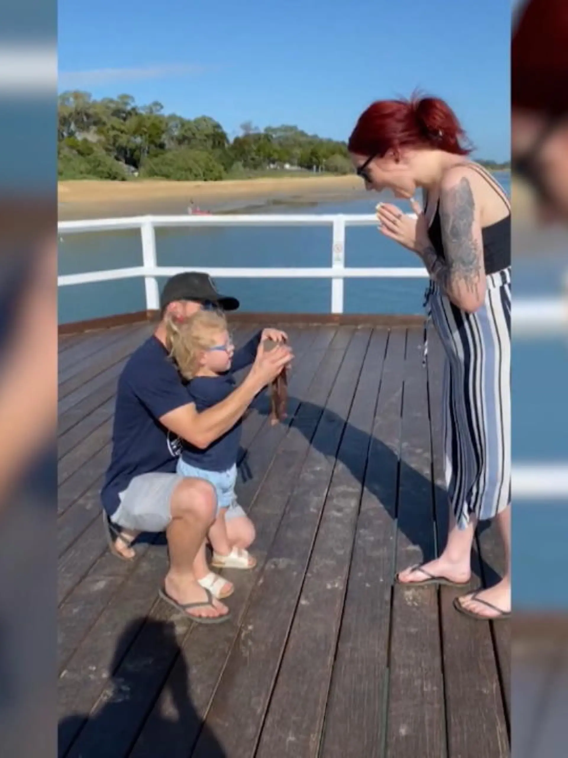 Bei einem Heiratsantrag in Brisbane in Australien kommt es zu einem Heiratsantrag-Fail. Der Zukünftige will, dass die Tochter den Ring auf einem Steg übergibt, die lässt den Ring aber  ins Wasser fallen und die Suche beginnt.