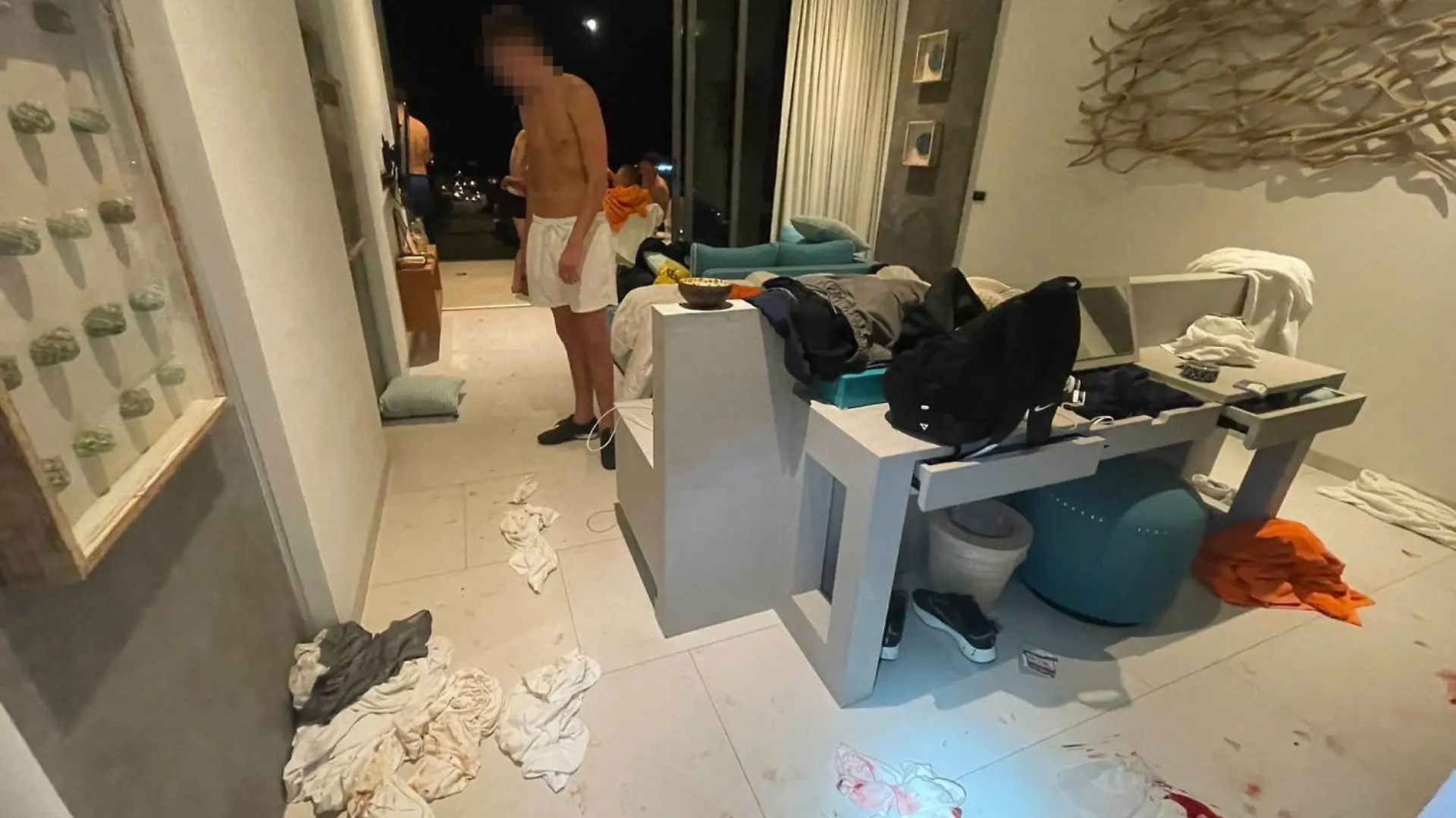A sex party with Thai ladyboys and British tourists turned into 'World War Three' when the lads refused to pay, police said today.
The holidaymakers allegedly called the FIVE transgender escorts to their villa for a mass romp along with two other women on the island of Phuket, southern Thailand, in the early hours of Thursday morning, February 22.
But mid-way through there was allegedly a disagreement over prices - sparking chaotic scenes that woke up the whole street.
PACKAGE: Video, pictures, video stills, text