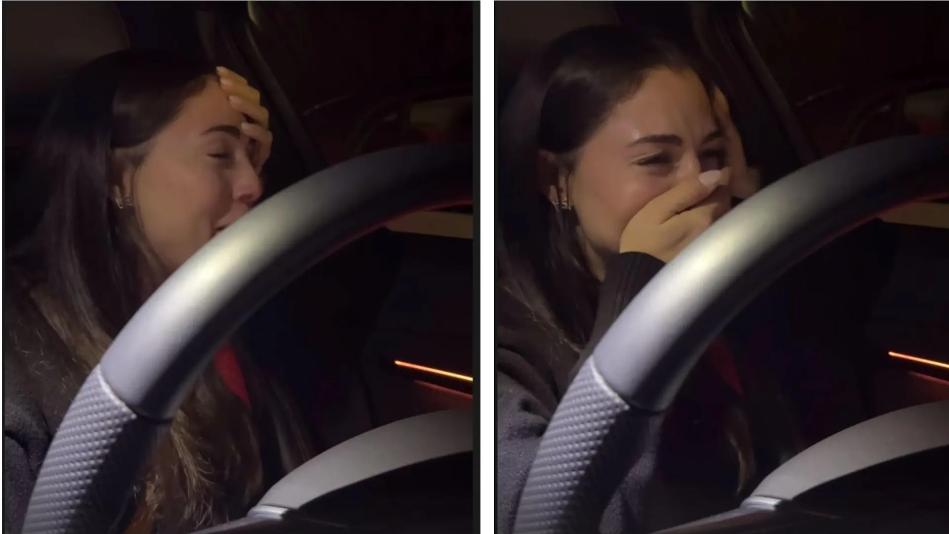 Katharina Eisenblut bricht am Steuer ihres Autos kurz nach Bekanntwerden ihrer Trennung in Tränen aus.