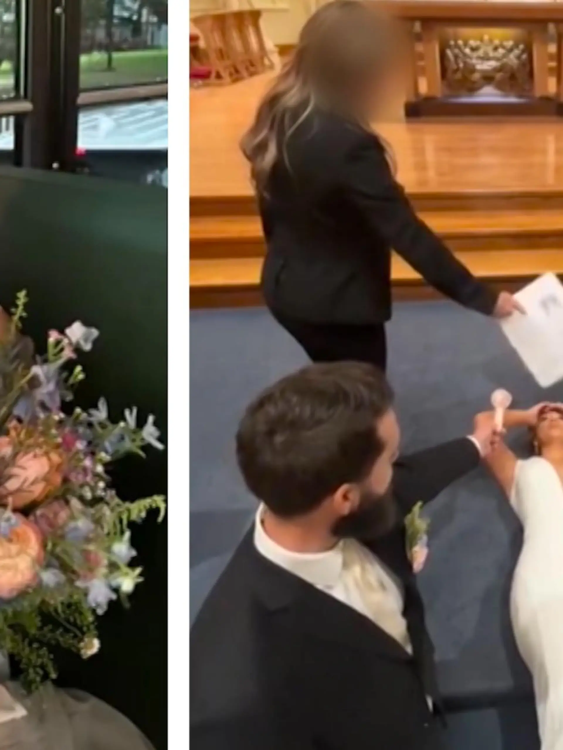 Für Braut Catherine Franks wird ihre Hochzeit zum Kreislauf-Kampf. Brautjungfern und Bräutigam tun ihr Möglichstes, um der Braut immer wieder auf die Beine zu helfen. Ob es ihnen gelingt und warum sie während der Zeremonie umgekippt ist,  erfahrt ihr im Video.