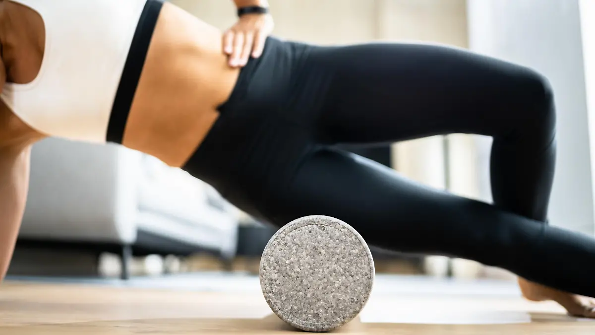 Foam Roller Healthy Leg Workout Sport Training On Floor