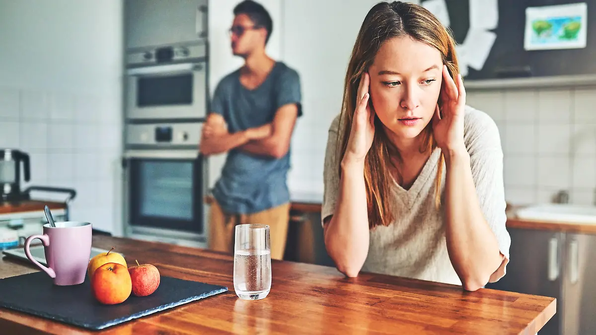 Shot of a couple having a disagreement at home