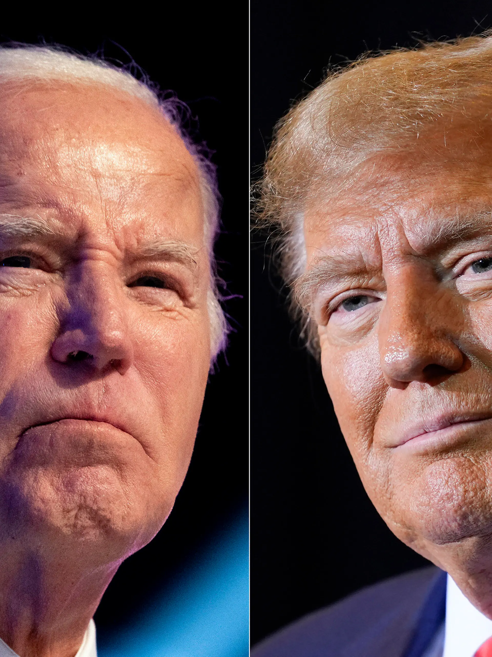 ARCHIV - 24.01.2024, USA, -: KOMBO - US-Präsident Joe Biden am 05.01.2024 (l)und der republikanische Präsidentschaftskandidat und ehemalige US-Präsident Donald Trump am 19.01.2024 (r). Beide besuchen heute anlässlich der kommenden US-Präsidentschaftswahlen die Grenze zu Mexiko. Biden und sein Vorgänger Trump reisten am Donnerstag getrennt voneinander an die US-Grenze zu Mexiko im Bundesstaat Texas. Während der Demokrat Biden den Grenzort Brownsville besucht, reiste Trump in die hunderte Kilometer entfernte Grenzstadt Eagle Pass. Foto: Uncredited/AP +++ dpa-Bildfunk +++