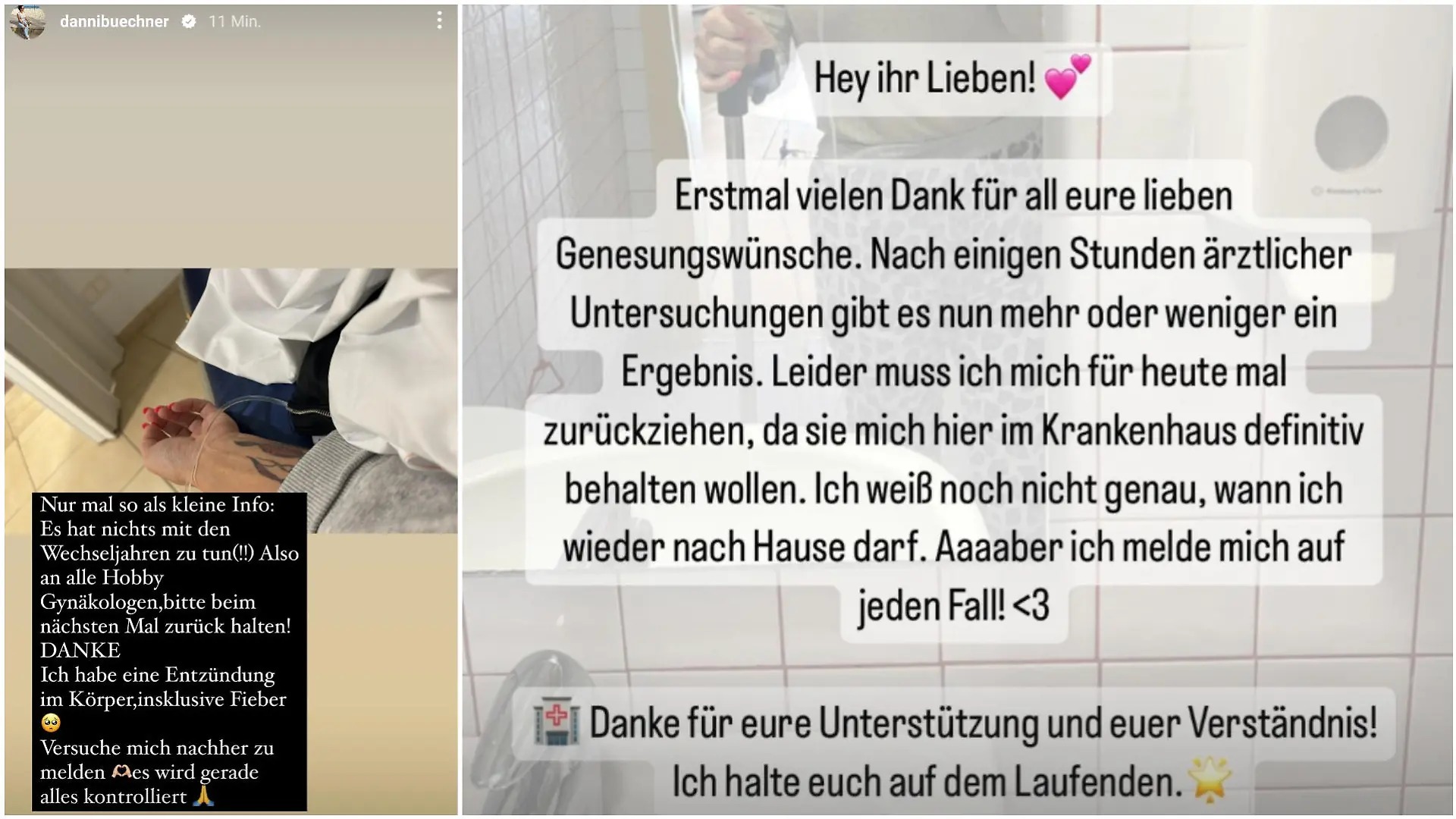 Daniela Büchner im Krankenhaus. Diese Updates gibt sie ihrer Community.
