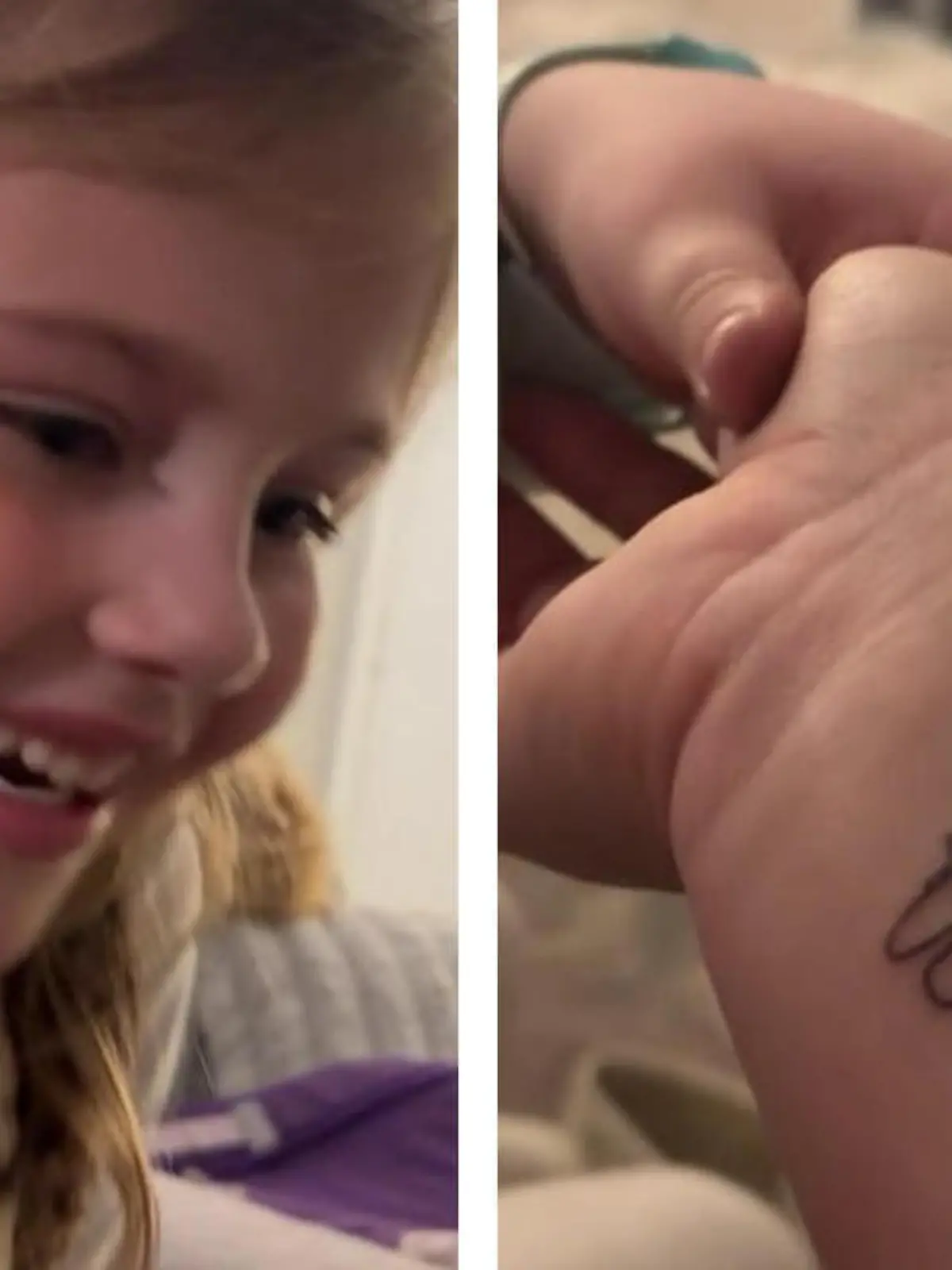 Dieses auf den ersten Blick sehr fragwürdige Tattoo ist ein echter Liebesbeweis! Denn Mutter Lauren hat sich hier ein Bild ihrer Tochter unter die Haut stechen lassen. Ihre süße Tochter Hayden ist hellauf begeistert von Mamas neuem Körperschmuck.