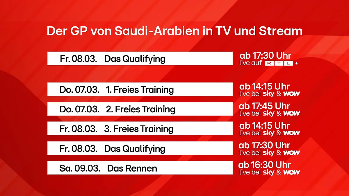 Der GP von Saudi-Arabien in TV und Stream