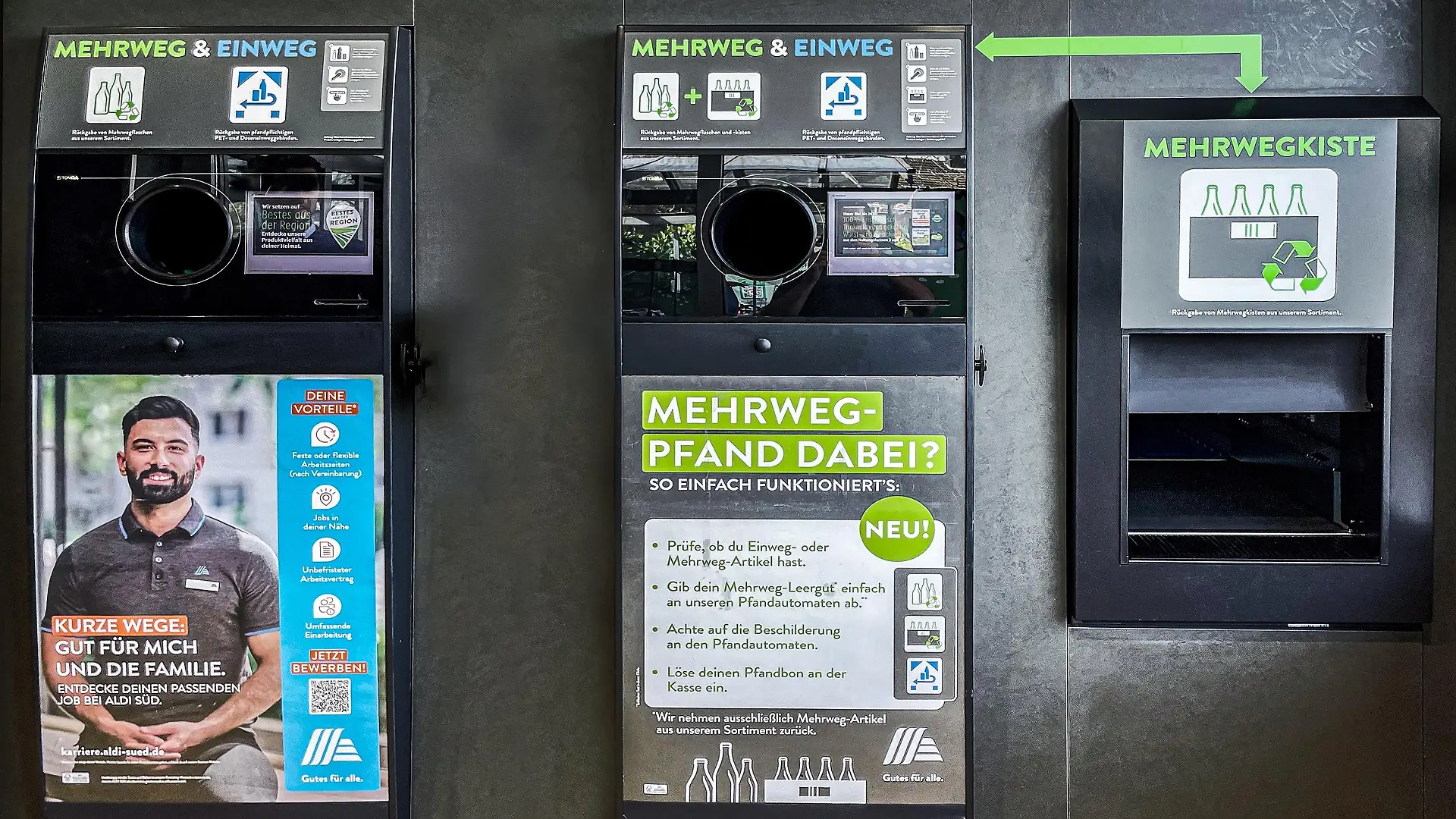 Neu: Automaten für Mehrweg-Pfand bei Aldi Süd.