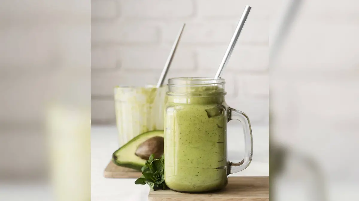 delicious green smoothie with avocado. Resolution and high quality beautiful photo