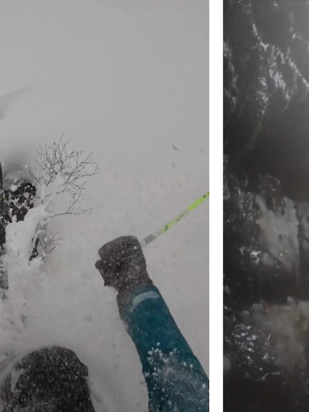 Sean Toms fährt mit seinen Skiern durch die japanischen Berge. Doch plötzlich bricht der Schnee unter ihm weg und er stürzt mehrere Meter tief in ein Loch. Die unglaublichen Bilder seht ihr im Video.