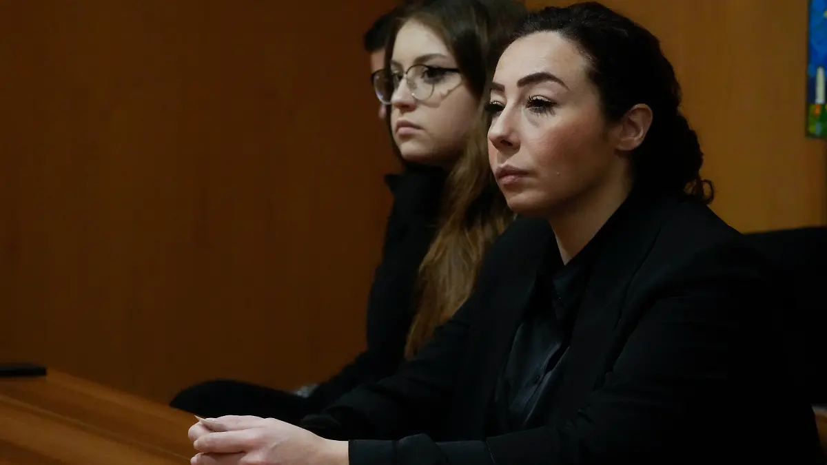 Rosa Maria Esilio, widow of Italian Carabinieri paramilitary police officer Mario Cerciello Rega, attends the appeal trial for his murder, in Rome, Friday, March. 8, 2024.Two American men face a new trial in the slaying of an Italian plainclothes police officer during a botched sting operation after Italy's highest court threw out their convictions. (AP Photo/Gregorio Borgia)