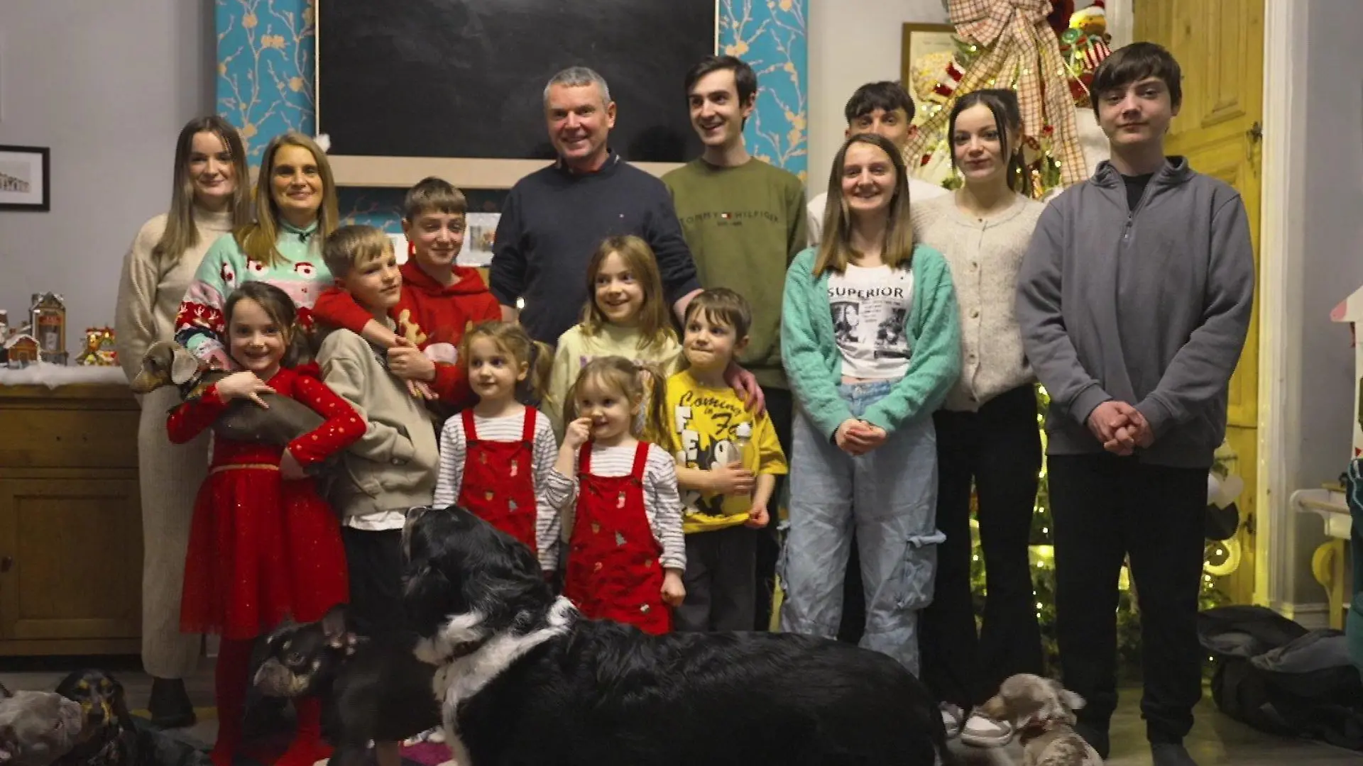 Großfamilie Radford an Weihnachten.