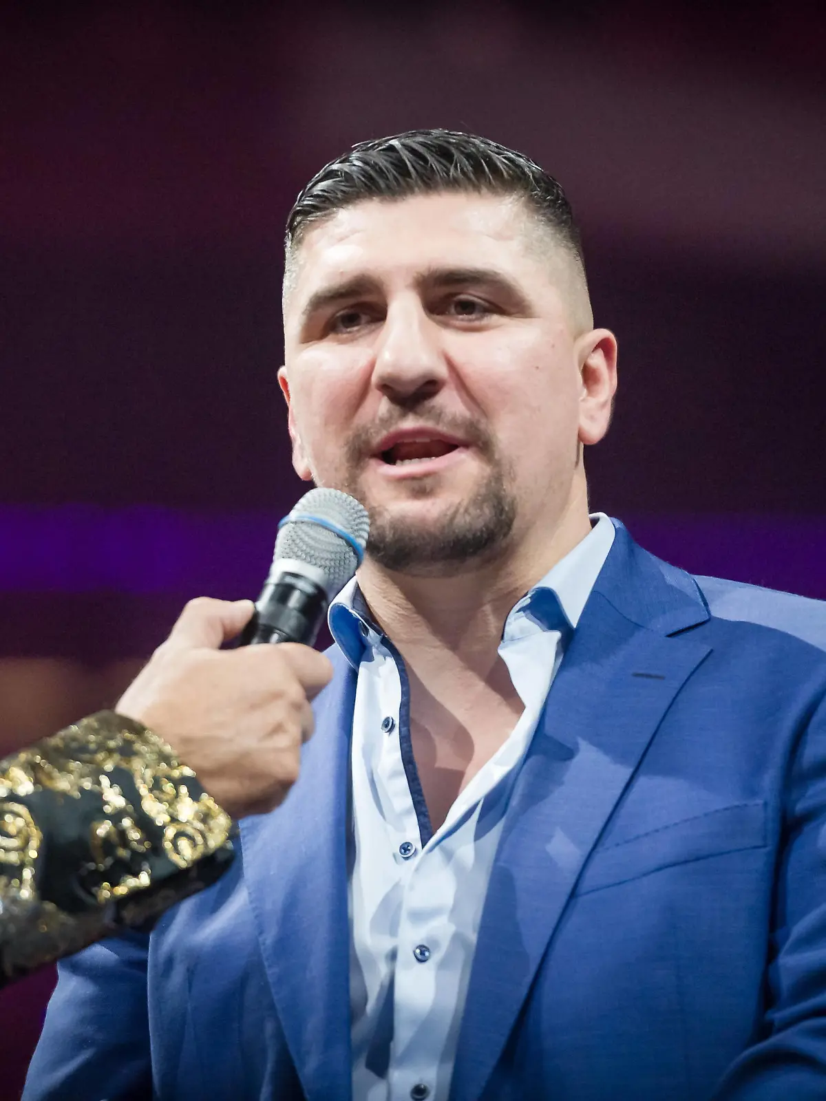 re: Marco Huck / li: Kai Ebel Ringsprecher / GER, Felix Sturm Kampfabend, 18.02.2023 Felix Sturm Kampfabend, Boxen, , 18.02.2023 Stuttgart *** re Marco Huck li Kai Ebel ring announcer GER, Felix Sturm fight night, 18 02 2023 Felix Sturm fight night, sports, boxing, , 18 02 2023 Stuttgart, Germany Copyright: xSandyxDinkelackerx EP_SDR