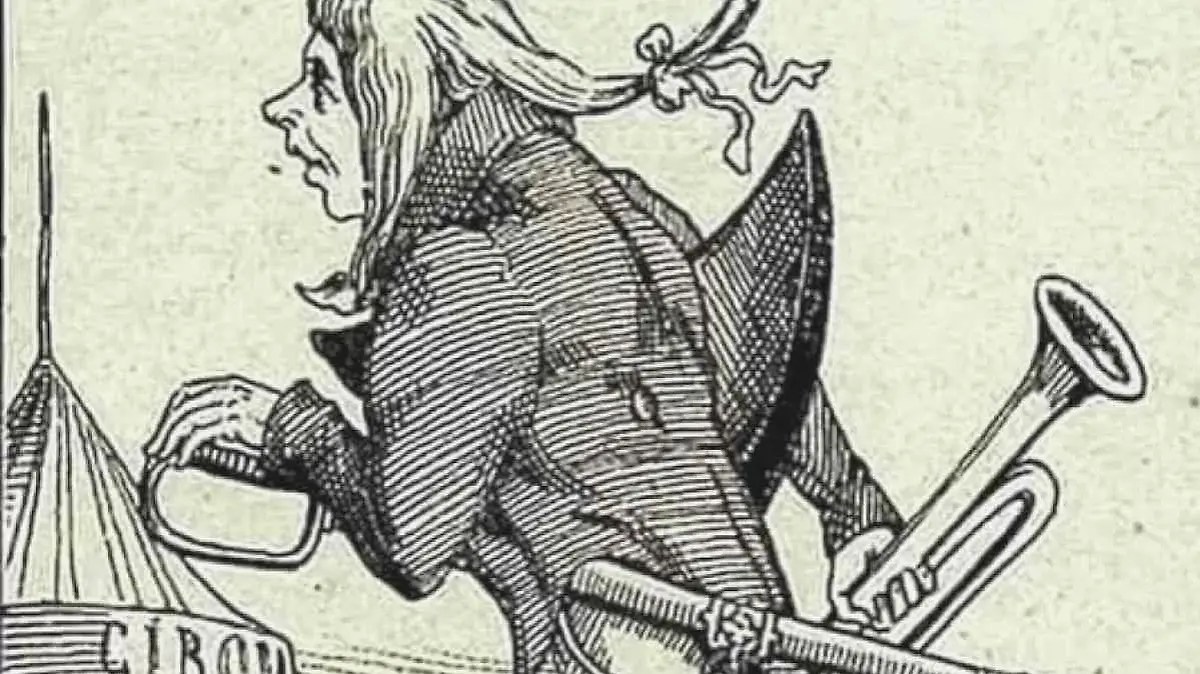 Suchbild einer Zeichnung eines Mannes, der auf ein Zirkuszelt zuläuft