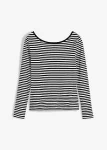 Langarmshirt mit Streifen mit Rückenausschnitt