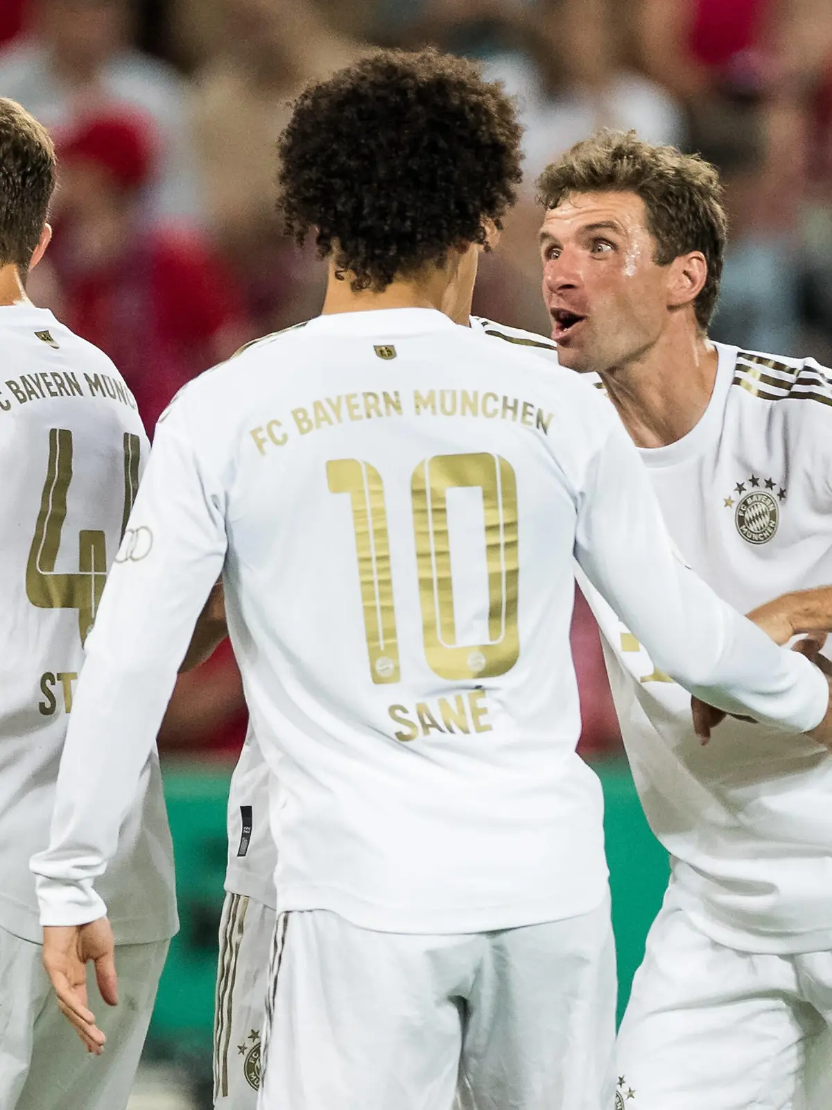DFB Pokal 1. Runde, Viktoria Koeln - FC Bayern Muenchen 31.08.2022 Leroy Sane FC Bayern Muenchen, 10, Thomas Mueller FC Bayern Muenchen, 25 DFB Pokal 1. Runde, Viktoria Koeln - FC Bayern Muenchen, Koeln, Rheinenergiestadion DFB REGULATIONS PROHIBIT ANY USE OF PHOTOGRAPHS AS IMAGE SEQUENCES AND/OR QUASI-VIDEO. *** DFB Pokal 1 round, Viktoria Koeln FC Bayern Muenchen 31 08 2022 Leroy Sane FC Bayern Muenchen, 10 , Thomas Mueller FC Bayern Muenchen, 25 DFB Pokal 1 round, Viktoria Koeln FC Bayern Muenchen, Koeln, Rheinenergiestadion DFB REGULATIONS PROHIBIT ANY USE OF PHOTOGRAPHS AS IMAGE SEQUENCES AND OR QUASI VIDEO Copyright: xBEAUTIFULxSPORTS/Wunderlx 