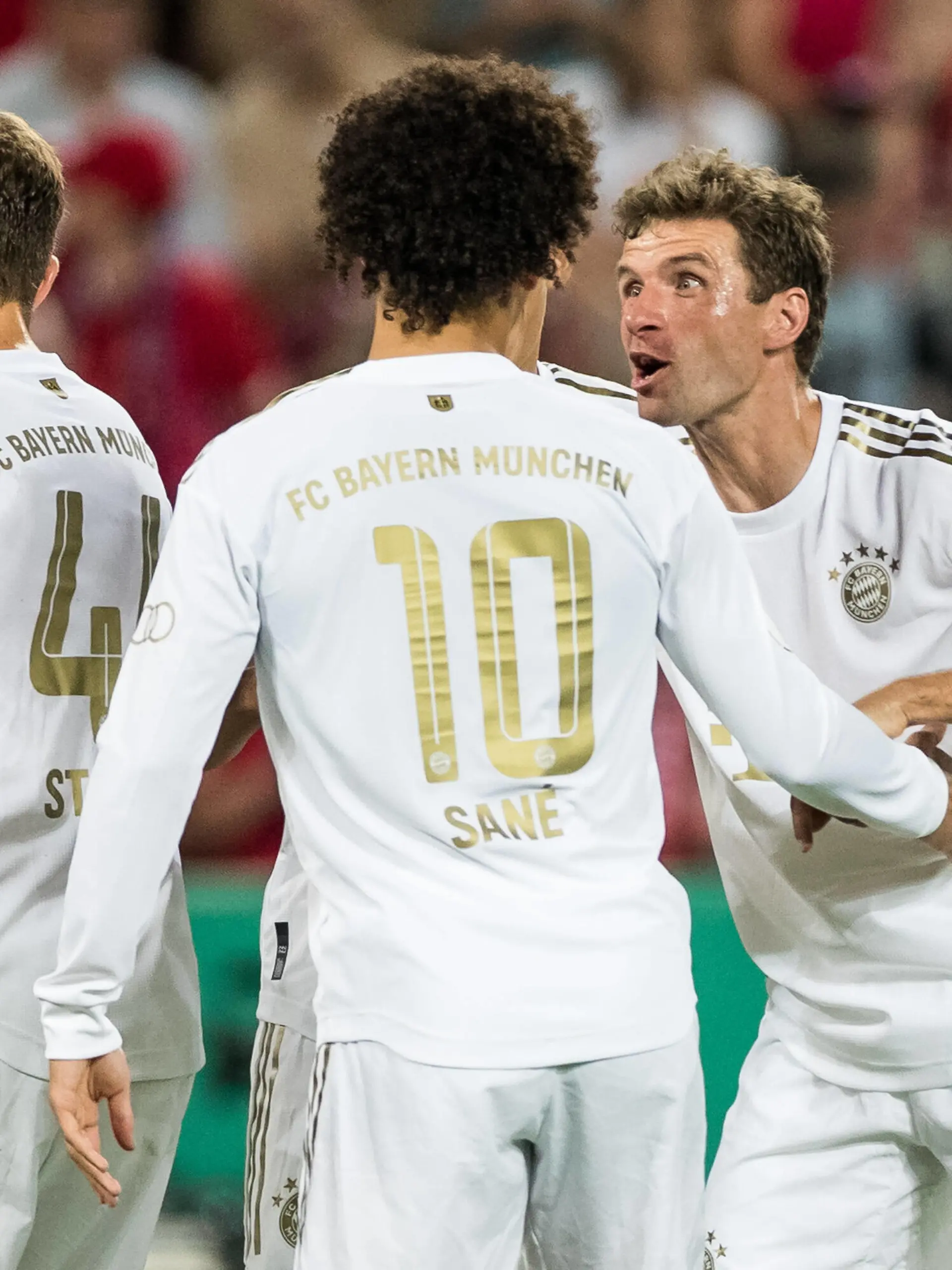 DFB Pokal 1. Runde, Viktoria Koeln - FC Bayern Muenchen 31.08.2022 Leroy Sane FC Bayern Muenchen, 10, Thomas Mueller FC Bayern Muenchen, 25 DFB Pokal 1. Runde, Viktoria Koeln - FC Bayern Muenchen, Koeln, Rheinenergiestadion DFB REGULATIONS PROHIBIT ANY USE OF PHOTOGRAPHS AS IMAGE SEQUENCES AND/OR QUASI-VIDEO. *** DFB Pokal 1 round, Viktoria Koeln FC Bayern Muenchen 31 08 2022 Leroy Sane FC Bayern Muenchen, 10 , Thomas Mueller FC Bayern Muenchen, 25 DFB Pokal 1 round, Viktoria Koeln FC Bayern Muenchen, Koeln, Rheinenergiestadion DFB REGULATIONS PROHIBIT ANY USE OF PHOTOGRAPHS AS IMAGE SEQUENCES AND OR QUASI VIDEO Copyright: xBEAUTIFULxSPORTS/Wunderlx 