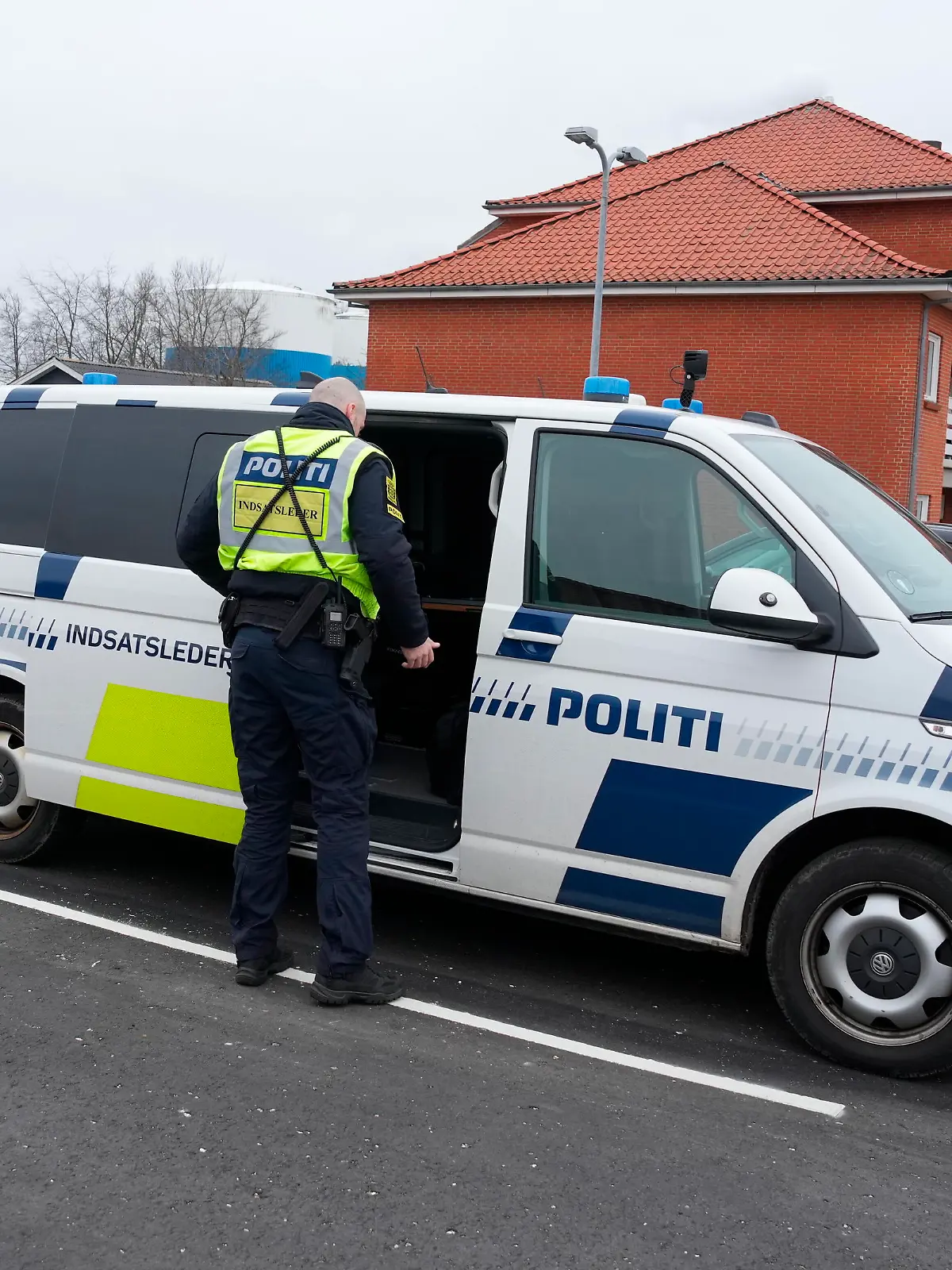 Police present i in Hjallerup in North Jutland, Denmark, Tuesday March 12, 2024. A 17-year-old boy have been arrested in connection with the murder of a 13-year-old girl in Hjallerup.