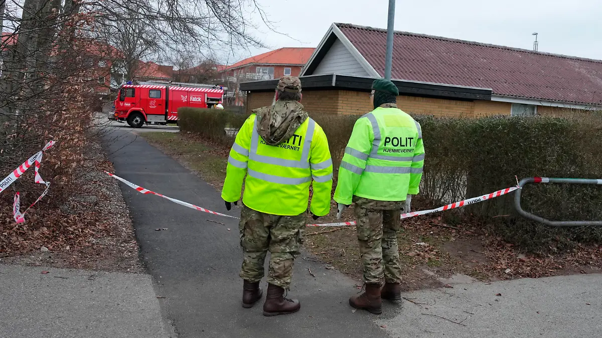 Police present i in Hjallerup in North Jutland, Denmark, Tuesday March 12, 2024. A 17-year-old boy have been arrested in connection with the murder of a 13-year-old girl in Hjallerup.