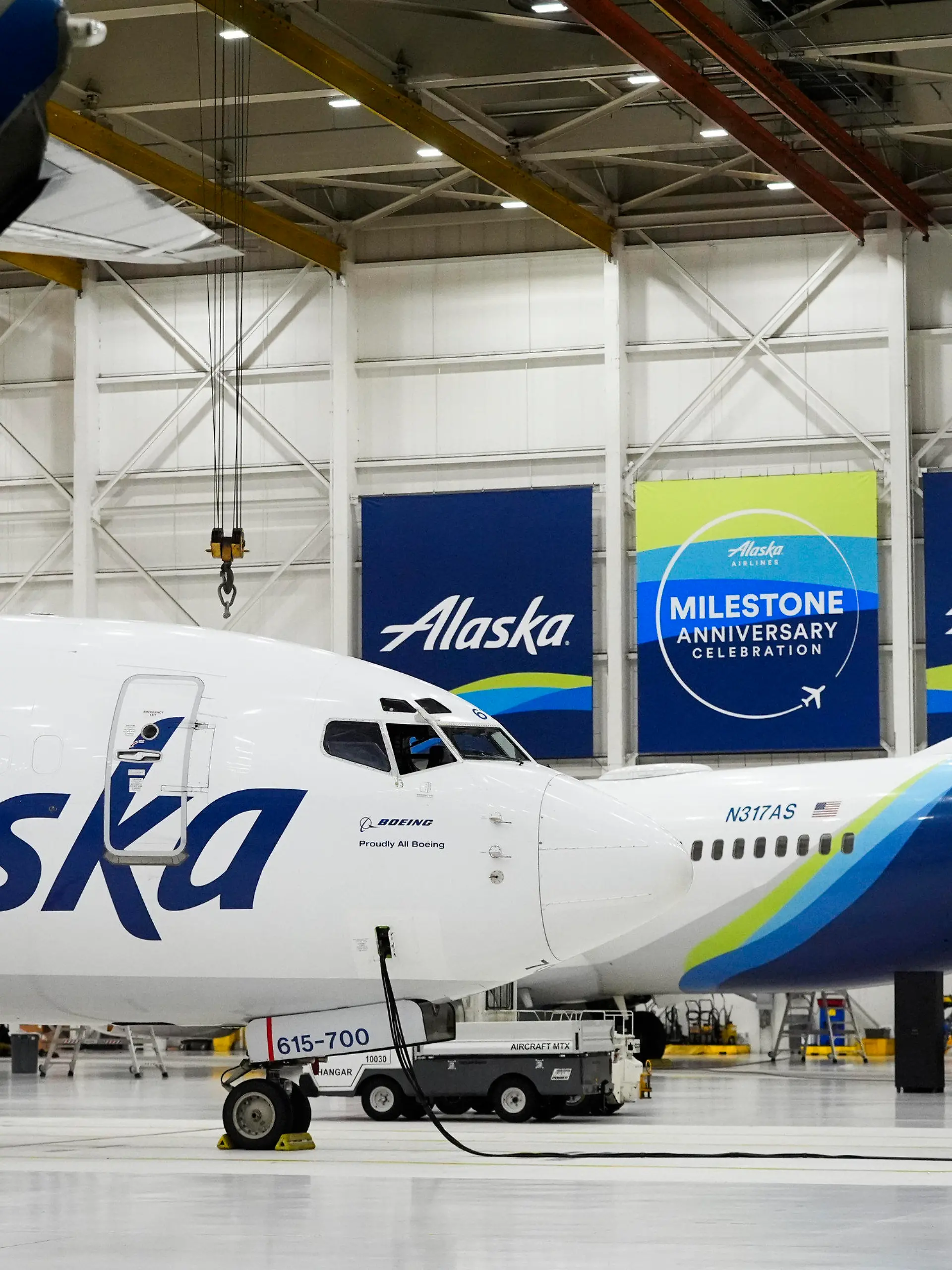 Alaska Airlines aircraft sit in the airline's hangar at Seattle-Tacoma International Airport Wednesday, Jan. 10, 2024, in SeaTac, Wash. Boeing has acknowledged in a letter to Congress that it cannot find records for work done on a door panel that blew out on an Alaska Airlines flight over Oregon two months ago. Ziad Ojakli, Boeing executive vice president and chief government lobbyist, wrote to Sen. Maria Cantwell on Friday, March 8 saying, “We have looked extensively and have not found any such documentation.” (AP Photo/Lindsey Wasson)