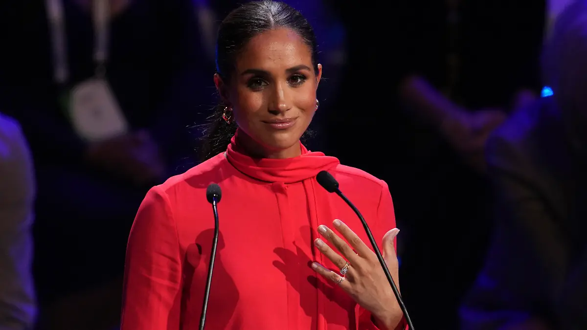 Meghan, Duchess of Sussex speaks at the One Young World 2022 Manchester Summit at Bridgewater Hall, Manchester, England, Monday Sept. 5, 2022. (AP Photo/Jon Super)