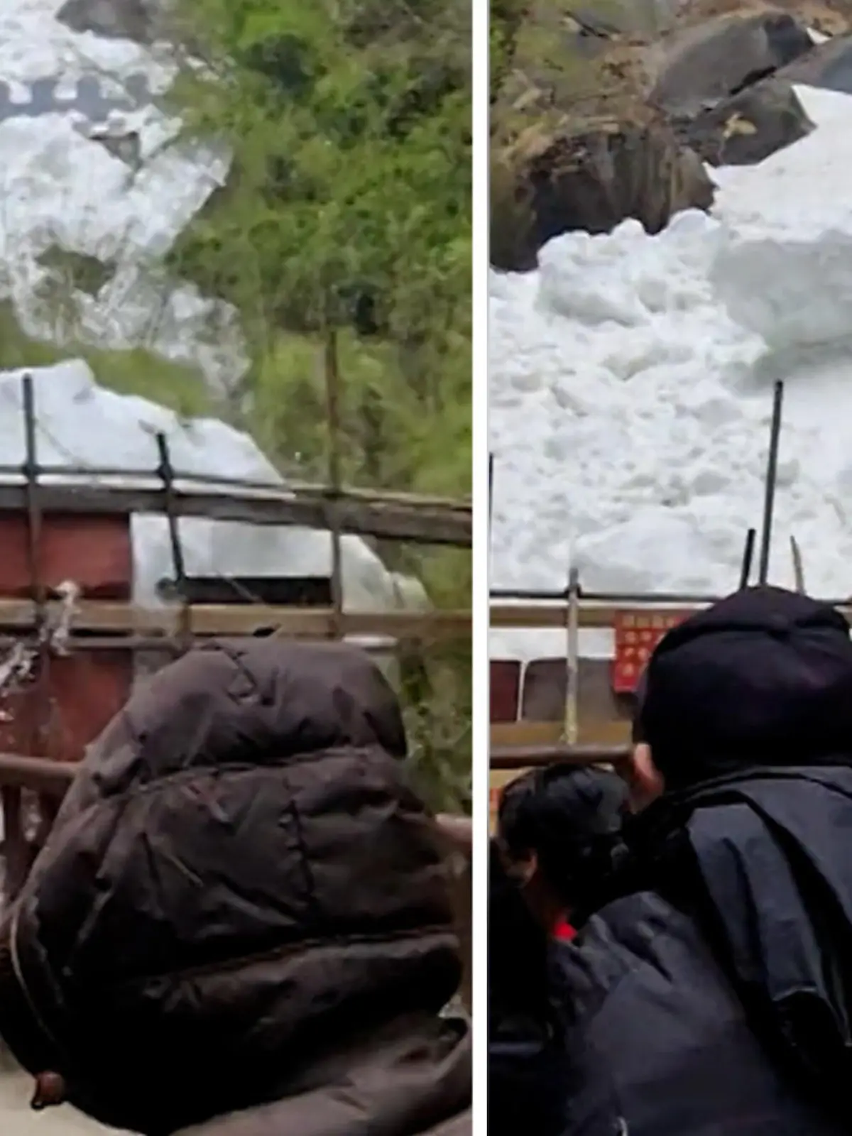 In der Nähe von Tibet, im Süden Chinas, sind Touristen knapp einem Unglück entkommen. Ein riesiger Schneeball steuert geradewegs auf eine Menschentraube zu. Die kann sich glücklicherweise in Sicherheit bringen.