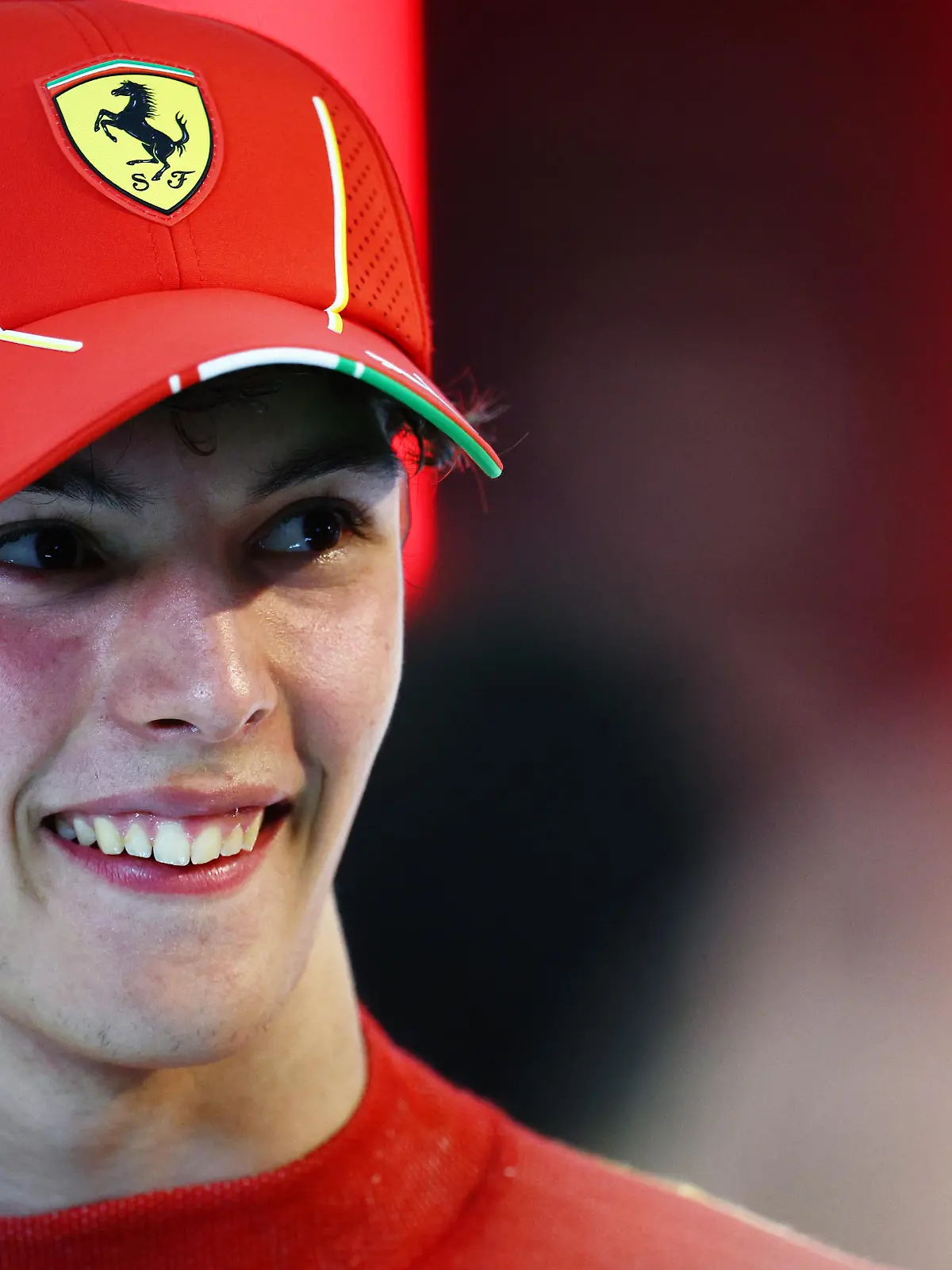 JEDDAH, SAUDI ARABIA - MARCH 09: 7th placed Oliver Bearman of Great Britain and Ferrari talks to the media in the Paddock after
 the F1 Grand Prix of Saudi Arabia at Jeddah Corniche Circuit on March 09, 2024 in Jeddah, Saudi Arabia. (Photo by Clive Rose/Getty Images)