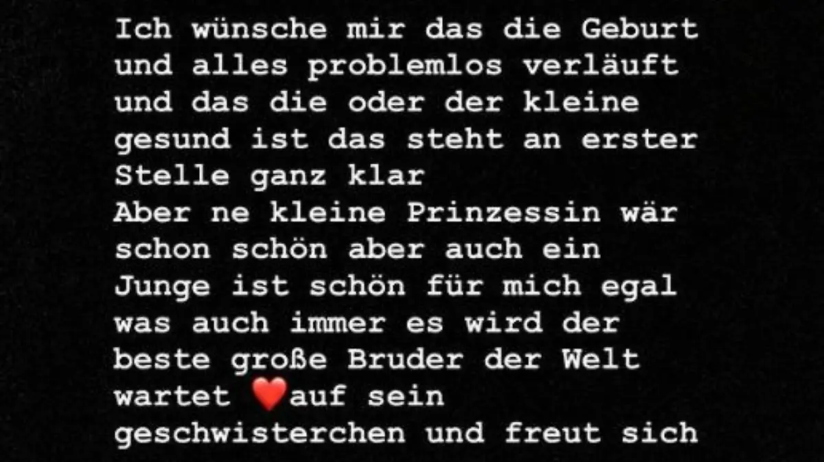 Pietro verrät auf Instagram, was er sich für sein Baby wünscht