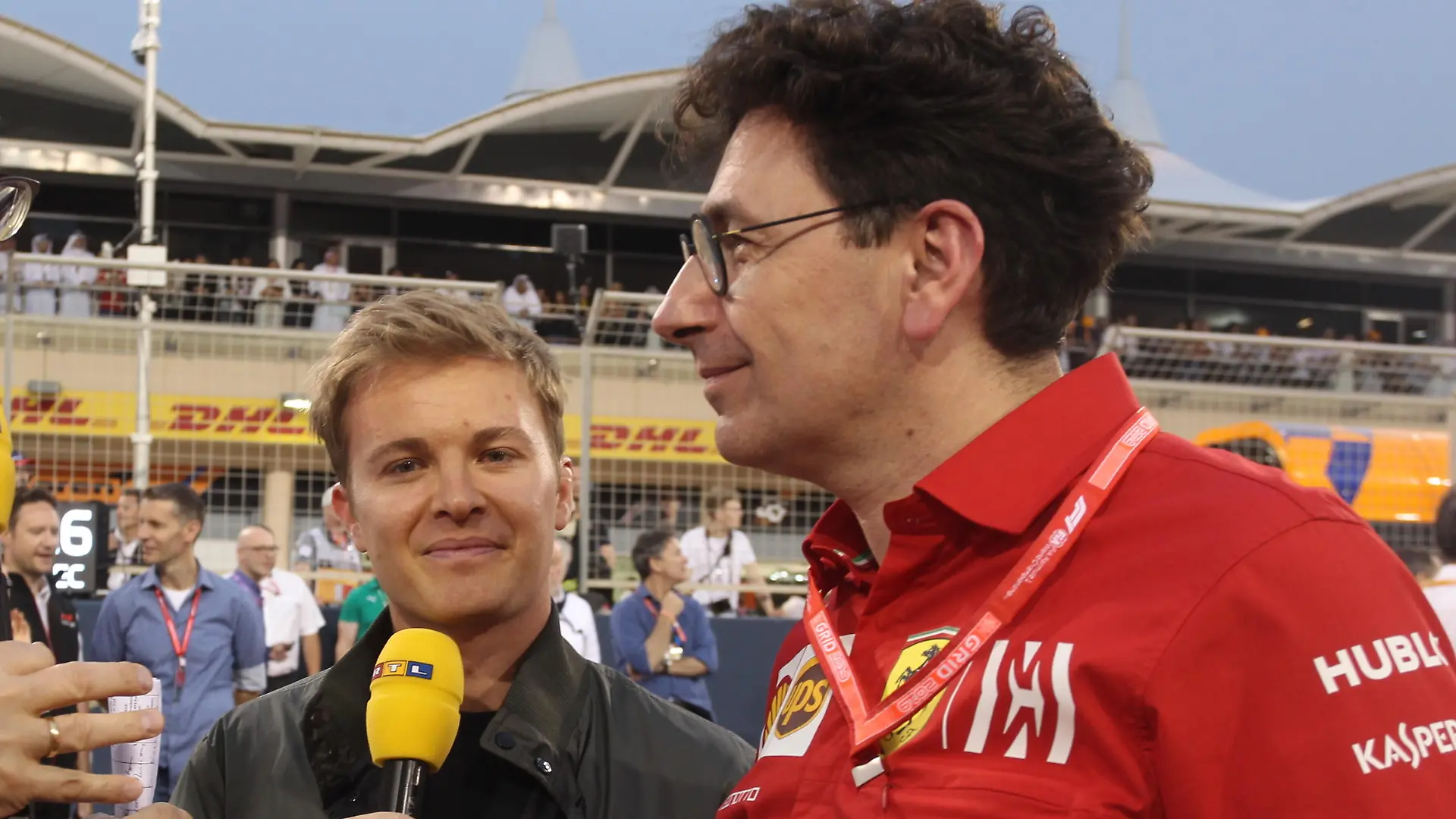 Florian KOENIG, Nico ROSBERG, Mattia Binotto, Team Principal Scuderia Ferrari, MANAMA 31.03.2019 Formula 1 , GP F1 BAHRAIN - Formel 1 Grand Prix, Formula One GP Bahrain - race - fee liable image - copyright Credit: © ATP / THILL Arthur