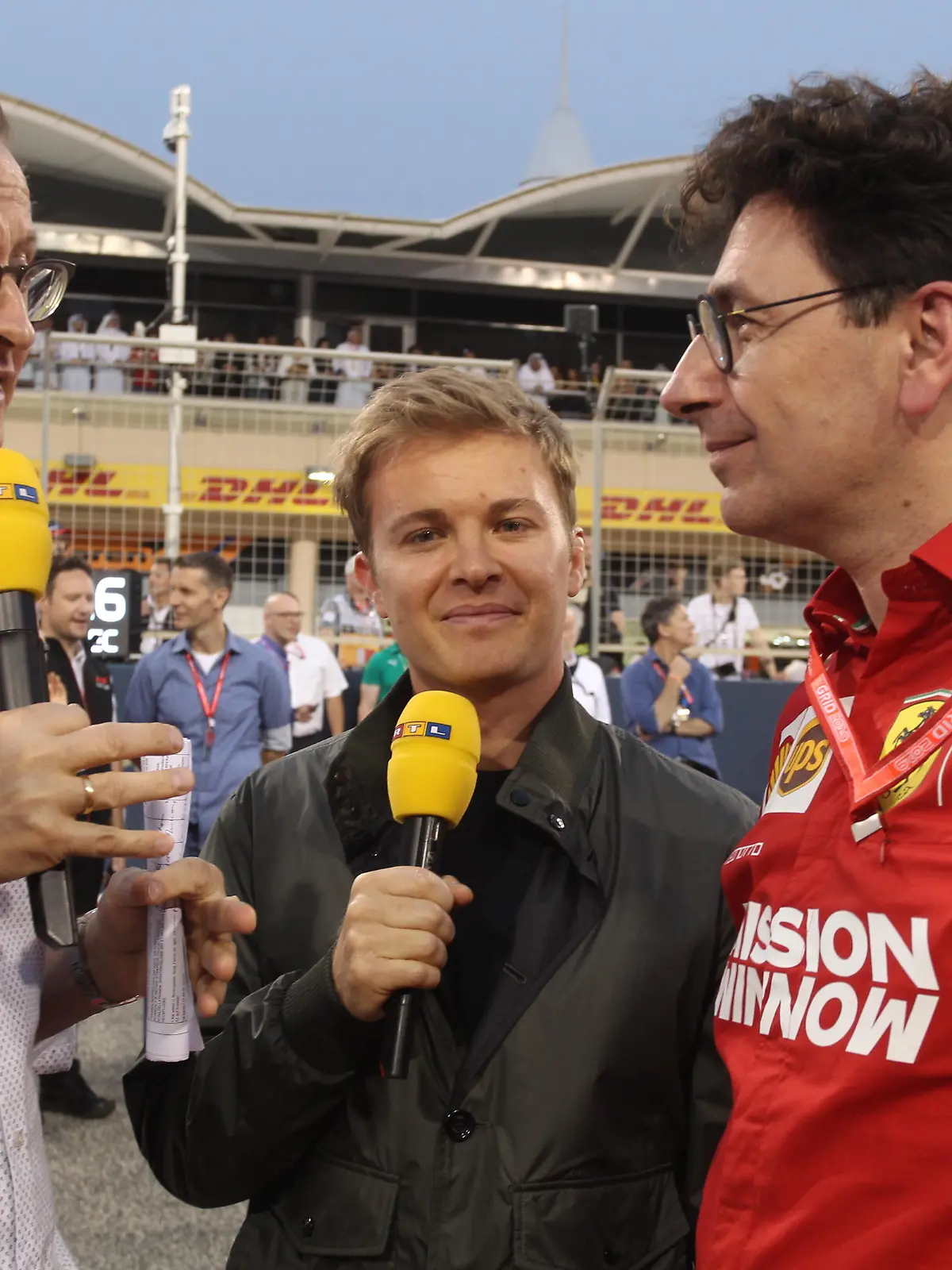 Florian KOENIG, Nico ROSBERG, Mattia Binotto, Team Principal Scuderia Ferrari, MANAMA 31.03.2019 Formula 1 , GP F1 BAHRAIN - Formel 1 Grand Prix, Formula One GP Bahrain - race - fee liable image - copyright Credit: © ATP / THILL Arthur