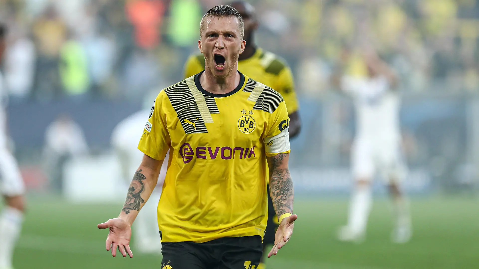 Tor, Torjubel, zum 1:0 durch Marco Reus Borussia Dortmund / BVB, 11, GER, Borussia Dortmund / BVB vs. FC Kopenhagen / Kobenhavn, UEFA Champions League - Gruppe G, Gruppenphase, Spielzeit 2022/2023, 06.09.2022, DFB/DFL regulations prohibit any use of photographs as image sequences and/or quasi-video., GER, Borussia Dortmund / BVB vs. FC Kopenhagen / Kobenhavn, UEFA Champions League - Gruppe G, Gruppenphase, Spielzeit 2022/2023, 06.09.2022 Dortmund *** Goal, goal celebration, for 1 0 by Marco Reus Borussia Dortmund BVB, 11 , GER, Borussia Dortmund BVB vs FC Copenhagen Kobenhavn, UEFA Champions League Group G, group stage, season 2022 2023, 06 09 2022, DFB DFL regulations prohibit any use of photographs as image sequences and or quasi video , GER, Borussia Dortmund BVB vs FC Copenhagen Kobenhavn, UEFA Champions League Group G, group stage, season 2022 2023, 06 09 2022 Dortmund Copyright: xEibner-Pressefoto/GabrielxBoiax EP_EEP