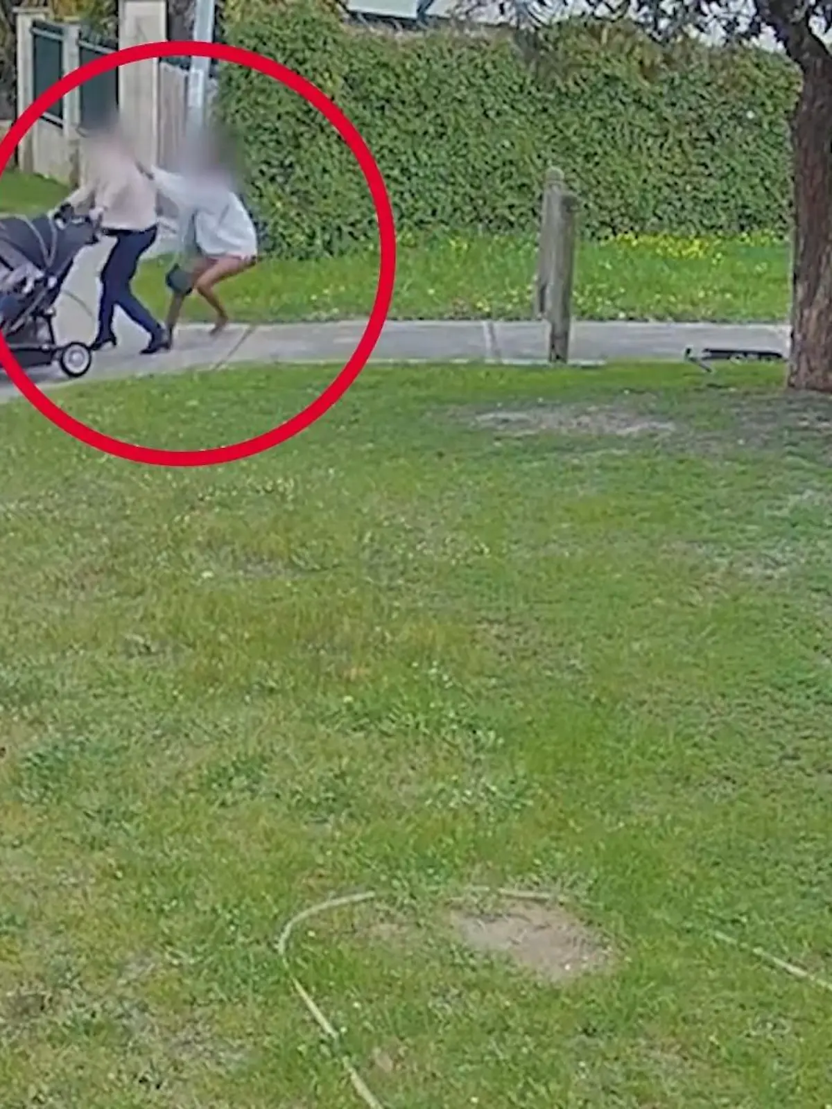 In Australien ist eine schwangere Mutter mit ihren Kids im Kinderwagen unterwegs -- plötzlich reißt sie von hinten etwas zu Boden.