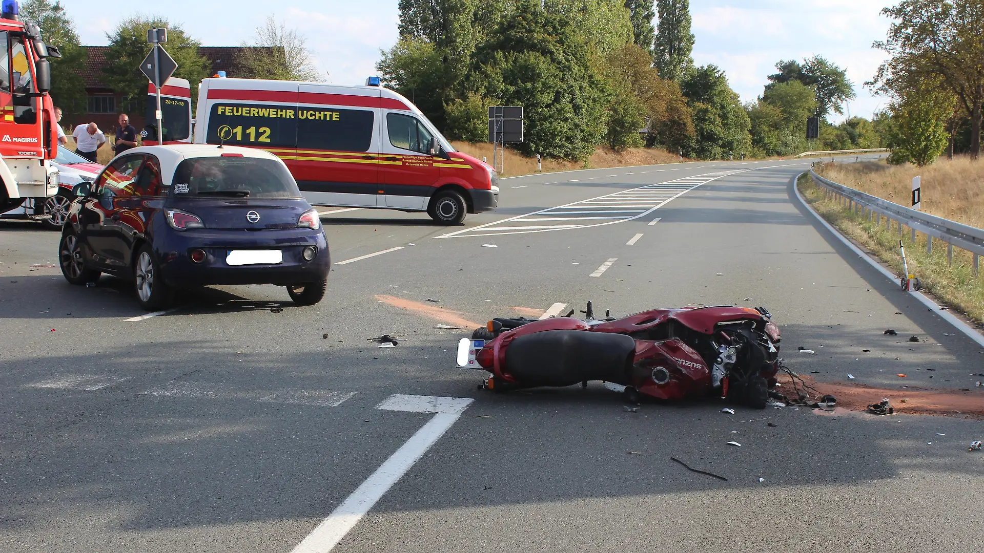 Verkehrsunfallstelle in Uchte