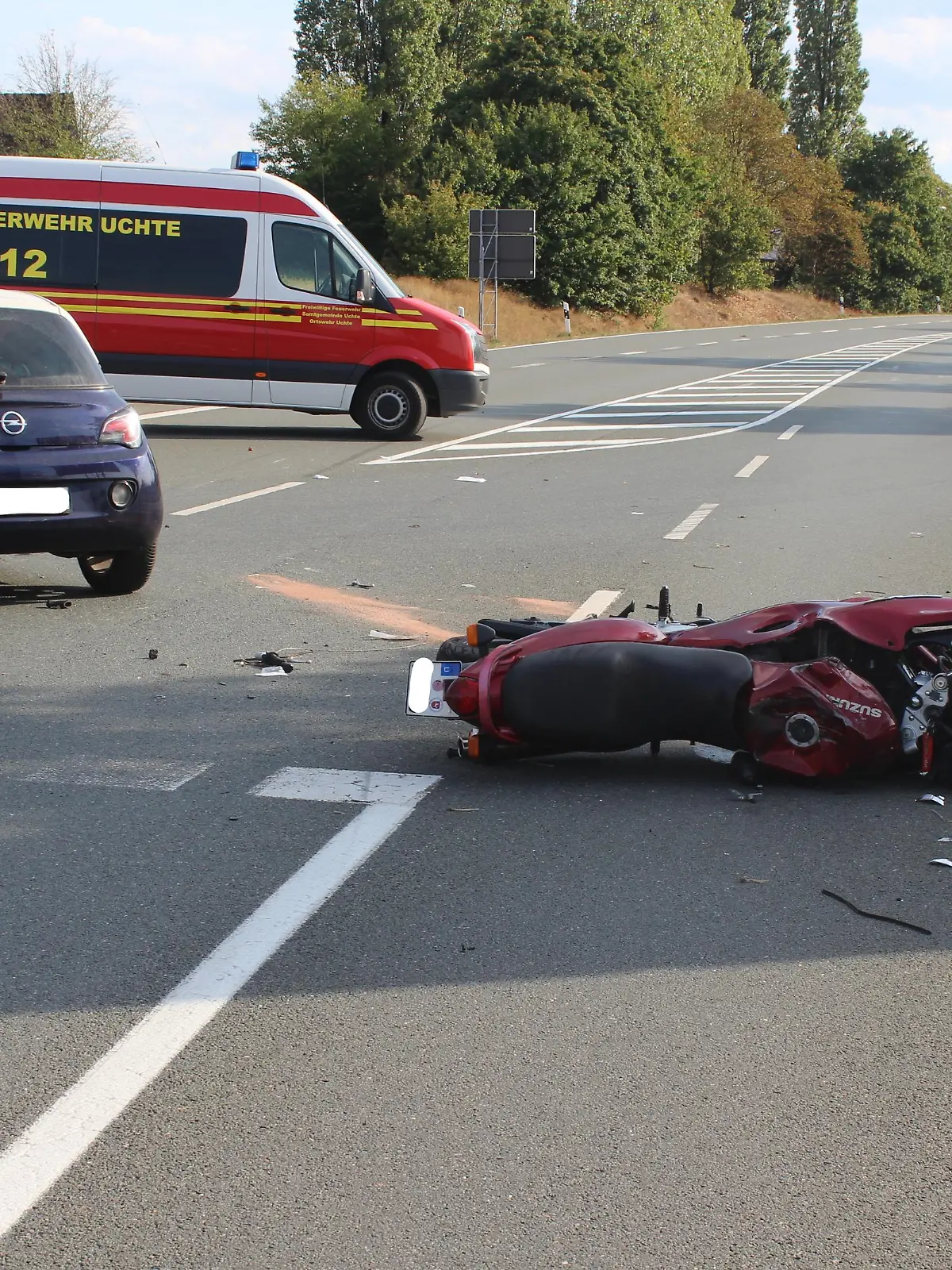 Verkehrsunfallstelle in Uchte