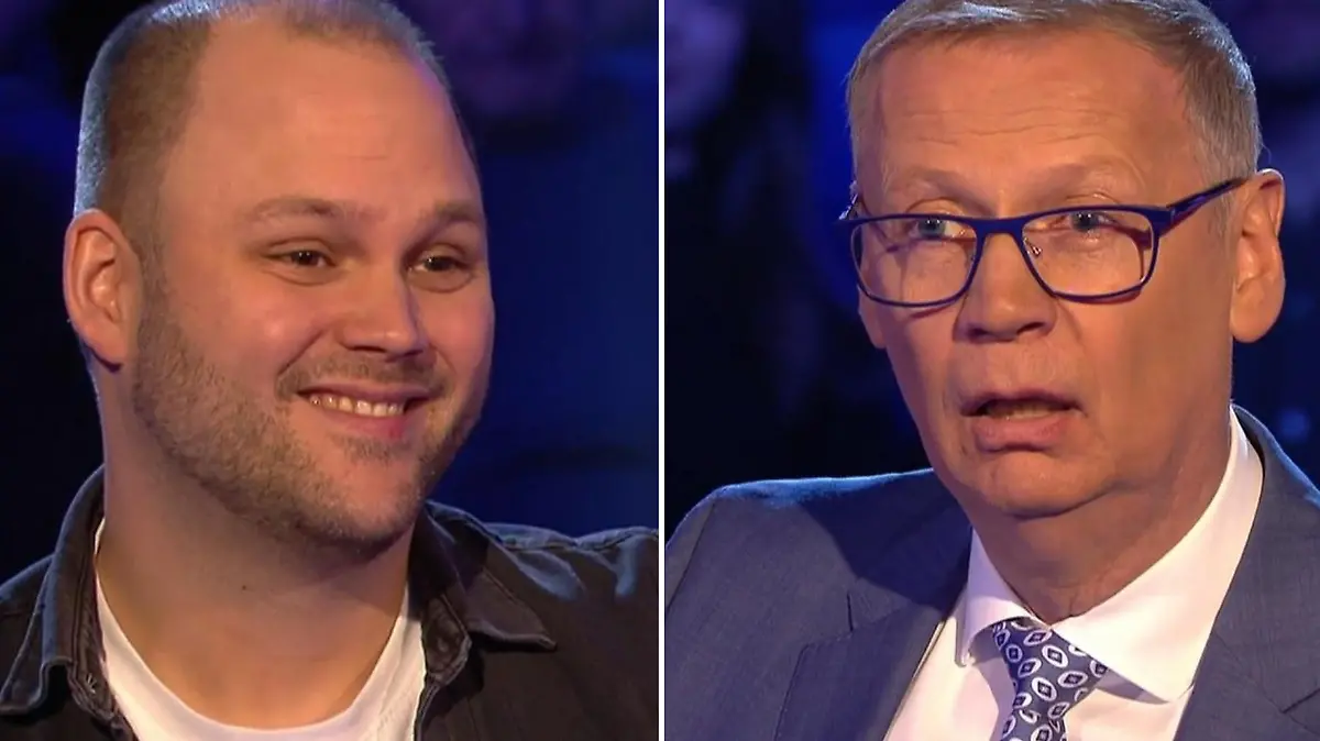 1 Tonne Lachs? „Wer wird Millionär?“-Moderator Günther Jauch erzählt seinem Kandidaten Rouven Kummer eine wirklich unglaubliche Geschichte.