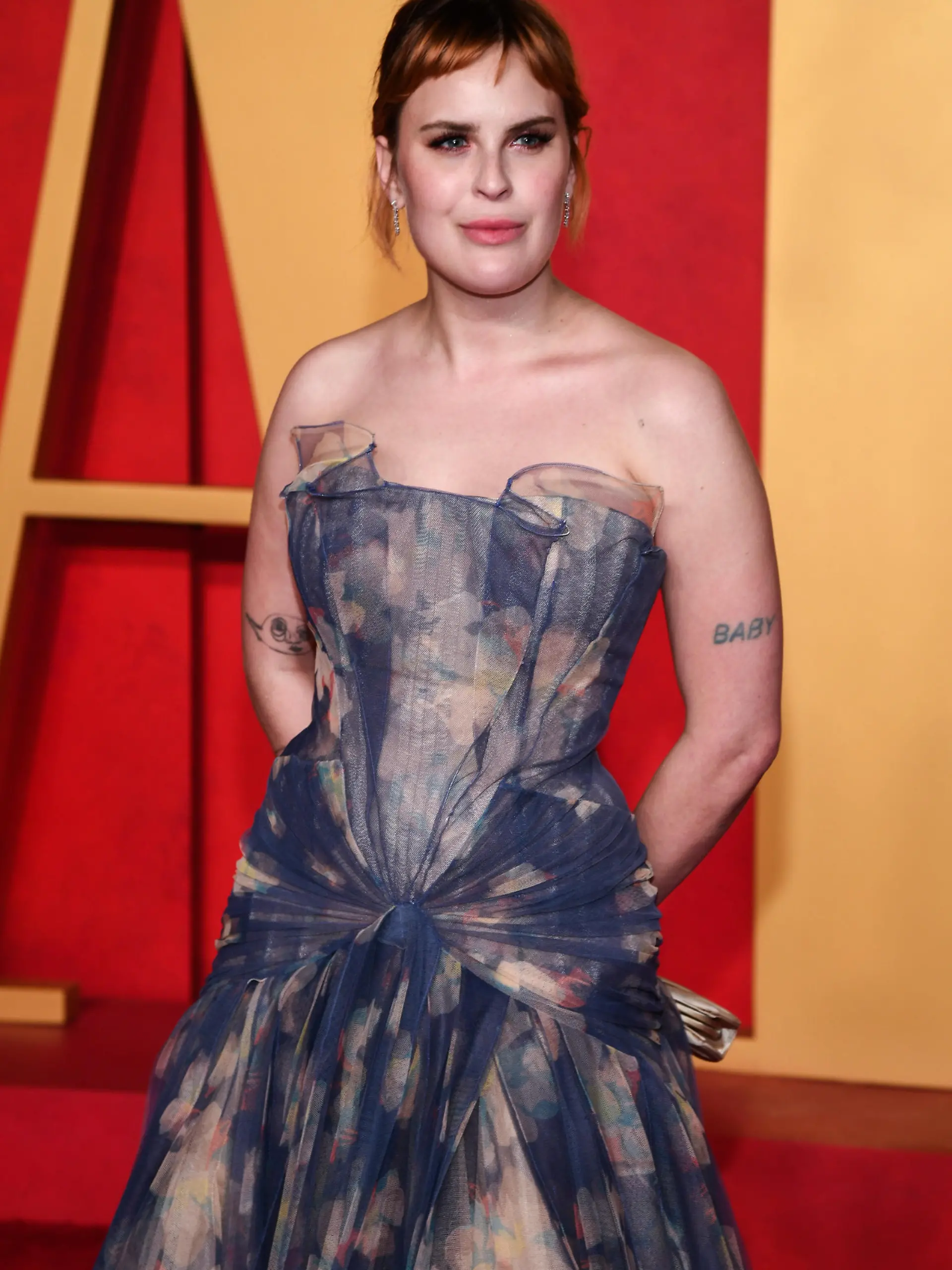 Tallulah Willis walking on the red carpet at the 2024 Vanity Fair Oscar Party held at the Wallis Annenberg Center for the Performing Arts in Beverly Hills, CA on March 10, 2024. (Photo by Anthony Behar/Sipa USA)