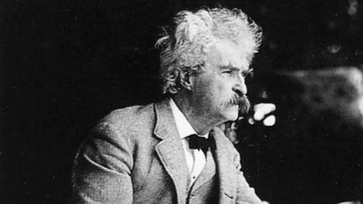 Mark Twain Samuel Langhorne Clemens, 1835-1910, With John Lewis Sitting on Porch Steps, Elmira, New York, USA, 1903 PUBLICATIONxNOTxINxESP Copyright: xABxArchivex jtv005215