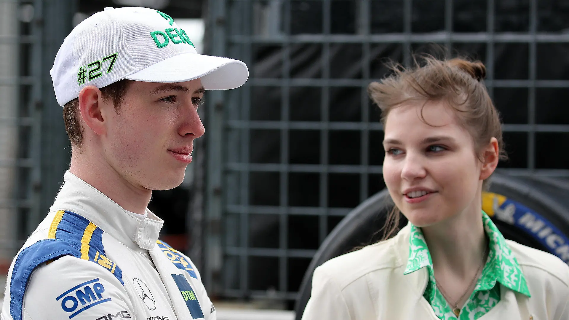 David Schumacher GER Mercedes-AMG Team WINWARD - Mercedes-AMG mit Freundin Vivien Keszthelyi beim DTM-Lauf auf dem Lausitzring. Copyright Thomas Pakusch *** David Schumacher GER Mercedes AMG Team WINWARD Mercedes AMG with girlfriend Vivien Keszthelyi at the DTM round at the Lausitzring Copyright Thomas Pakusch