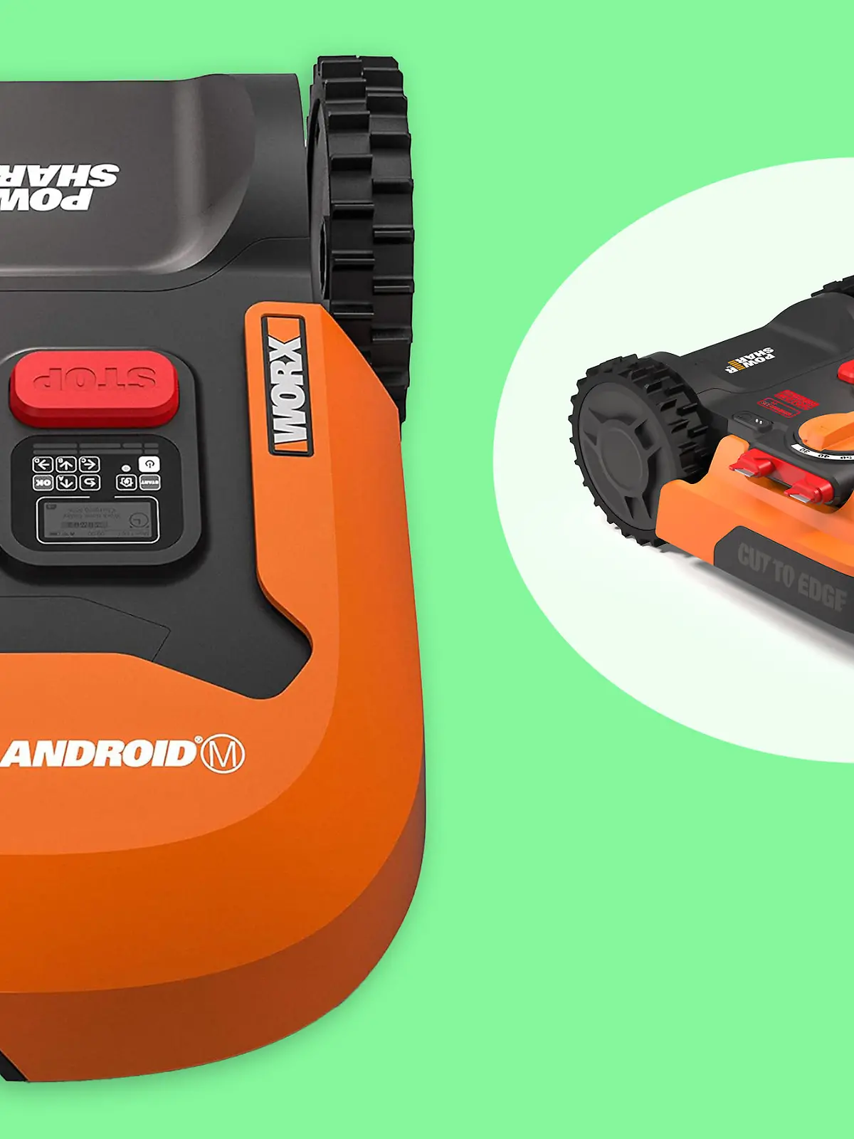 WORX Landroid PLUS WR167E Mähroboter im Amazon-Oster-Angebot auf grünem Hintergrund.