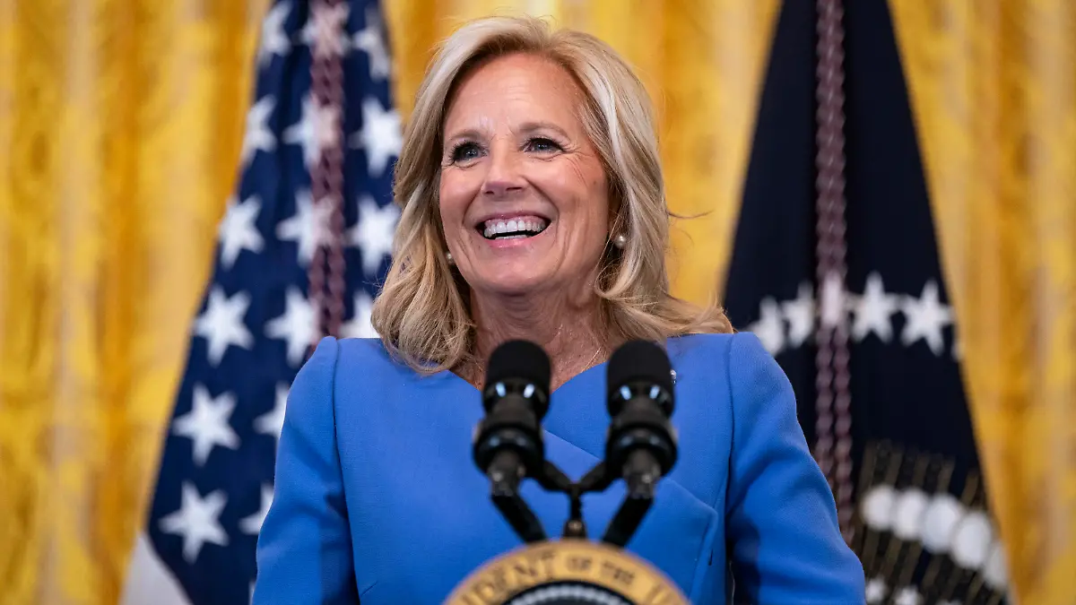 March 18, 2024, Washington, District Of Columbia, USA: First lady Dr. Jill Biden speaks during a Womenâs History Month reception in the East Room of the White House in Washington, DC, US, on Monday, March 18, 2024. The Biden administration is rolling out an executive order to strengthen womenâs health research standards across federal agencies and prioritize its funding in an effort to close the gap on long-standing disparities (Credit Image: © Al Drago - Pool Via Cnp/CNP via ZUMA Press Wire) / action press