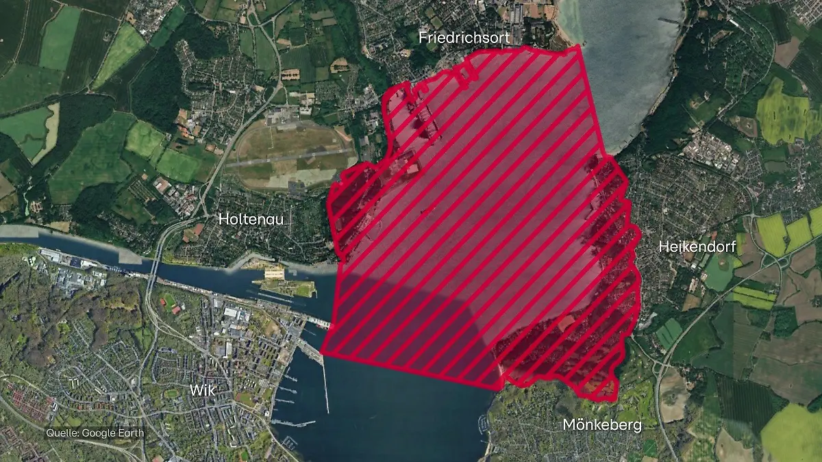 In Kiel wird am Dienstag, 26.3.24, eine Bombe entschärft.