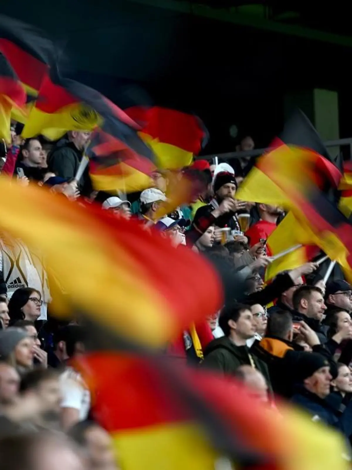 Fußball: Länderspiele, Deutschland - Niederlande, Deutsche Bank Park. Fans feuern die deutsche Mannschaft an.