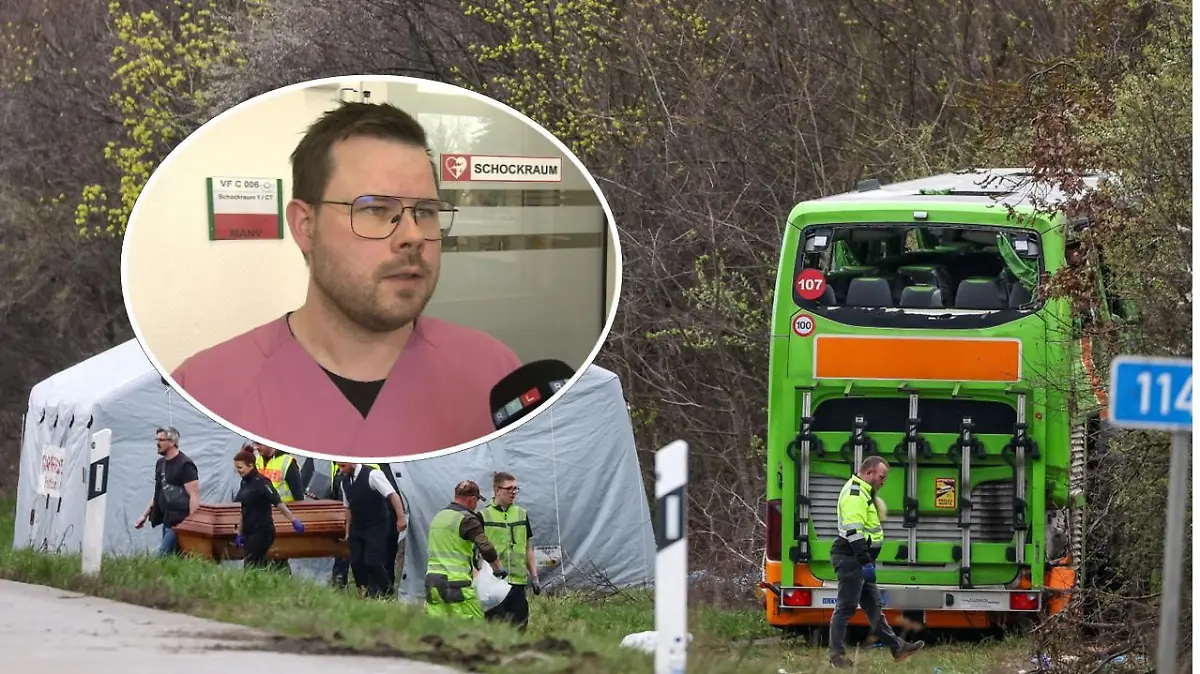 Dr. Christian Dumpies kümmert sich um einige Opfer des Flixbus-Unglücks.