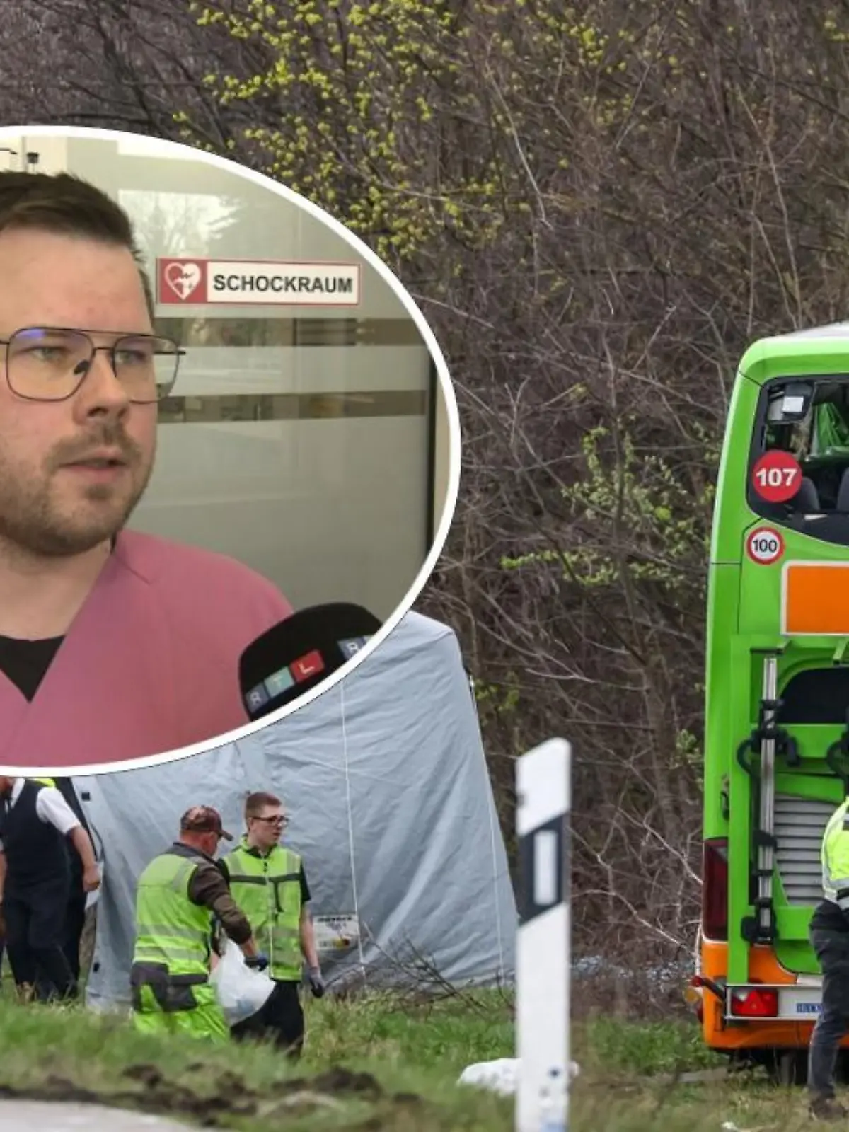 Dr. Christian Dumpies kümmert sich um einige Opfer des Flixbus-Unglücks.