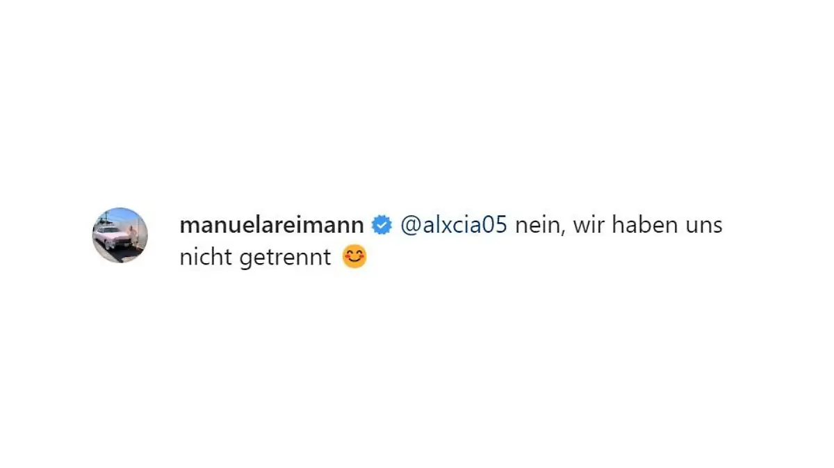Manuela Reimann kommentiert Trennungsgerüchte mit Absage