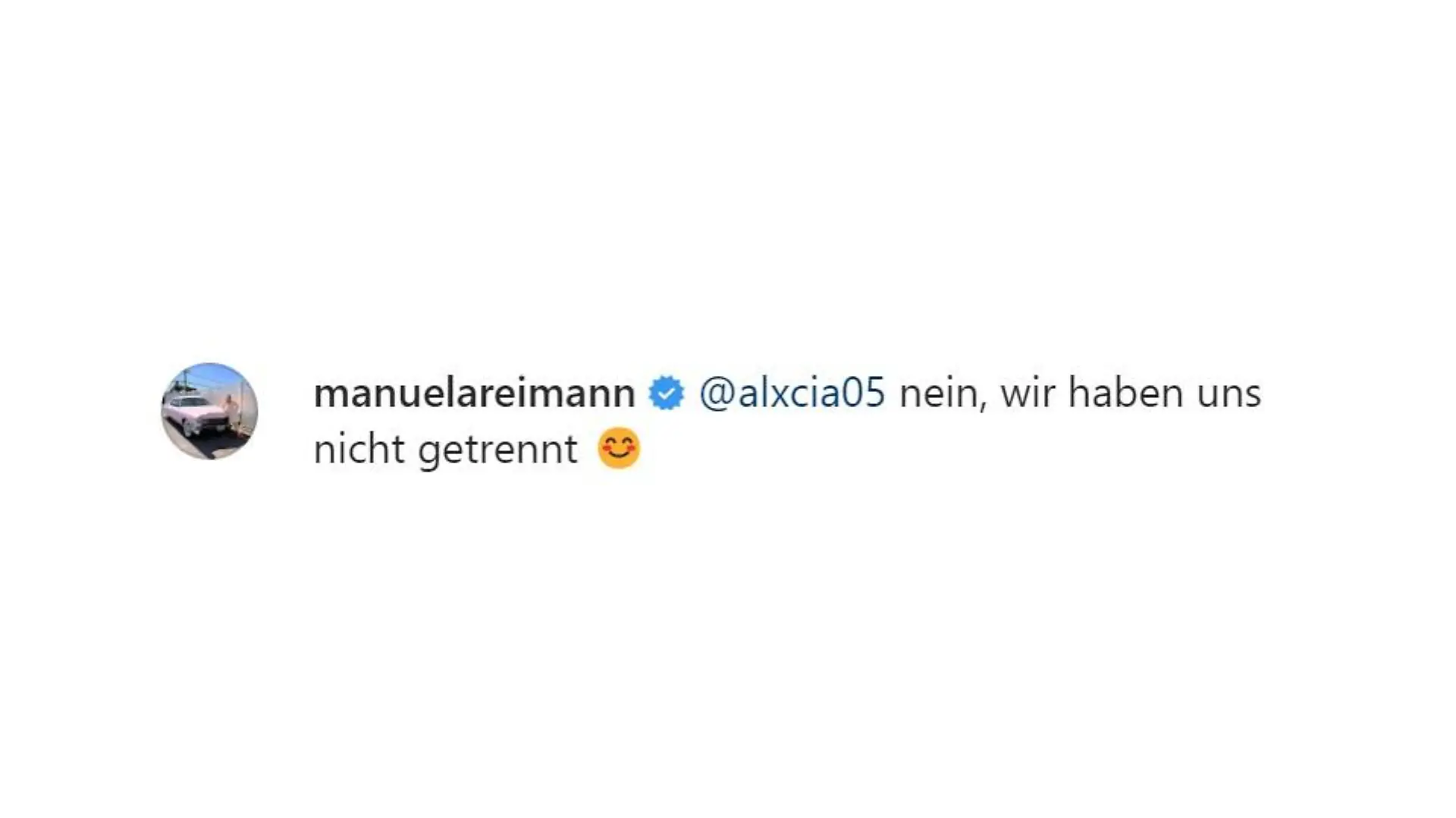 Manuela Reimann kommentiert Trennungsgerüchte mit Absage