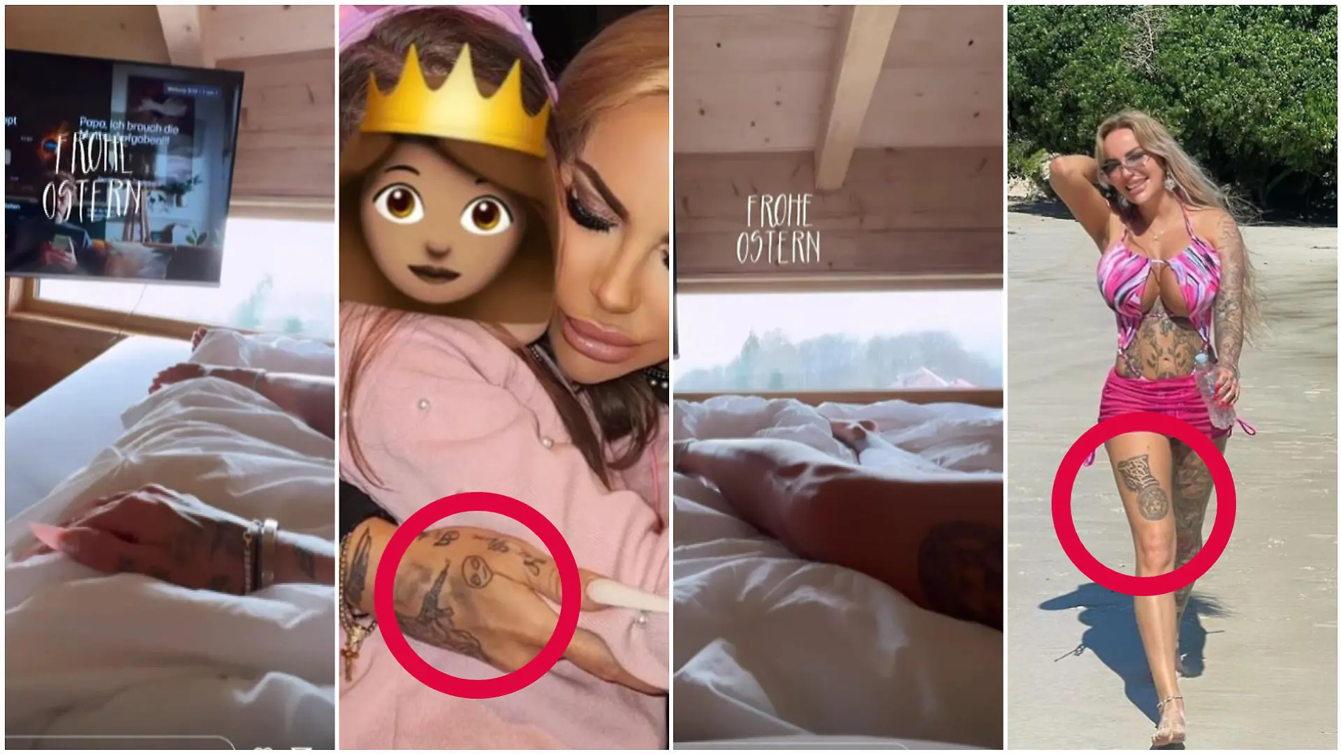 Vergleich der Tattoos von Gina-Lisa Lohfink mit den Tattoos in der Insta-Story von La Missy.
