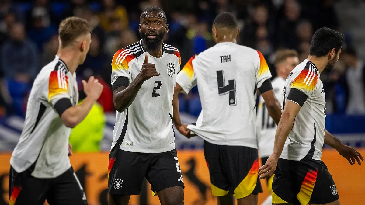 Lyon, France. 23rd Mar 2024. Antonio Rüdiger Deutschland Joshua Kimmich Deutschland Jonathan Tah Deutschland Ilkay Gündogan Deutschland Frankreich - Deutschland France - Germany 23.03.2024 *** Lyon, France 23rd Mar 2024 Antonio Rüdiger Germany Joshua Kimmich Germany Jonathan Tah Germany Ilkay Gündogan Germany France Germany France Germany 23 03 2024