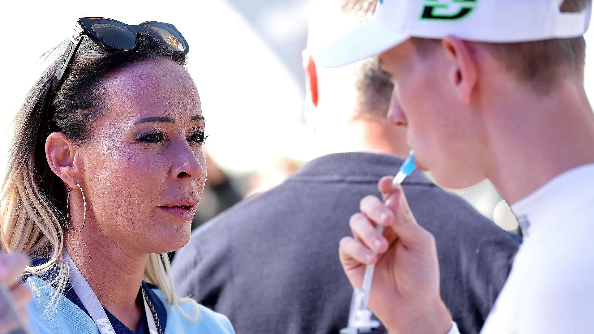 Cora Schumacher und David Schumacher GER Mercedes-AMG Team WINWARD - Mercedes-AMG beim DTM-Lauf auf dem Nürburgring. Copyright Thomas Pakusch *** Cora Schumacher and David Schumacher GER Mercedes AMG Team WINWARD Mercedes AMG at the DTM round at the Nürburgring Copyright Thomas Pakusch