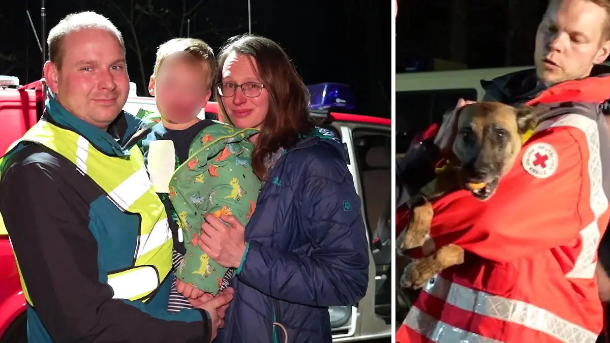 Jonas (5) irrt neun Stunden allein im Elbsandsteingebirge umher - bis er von Rettungshündin Blair erschnüffelt wird. Die Eltern sind erleichtert.