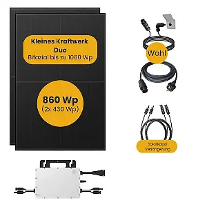 Kleines Kraftwerk Duo, ohne Halterung, Komplettpaket (860Wp+) Bifazial